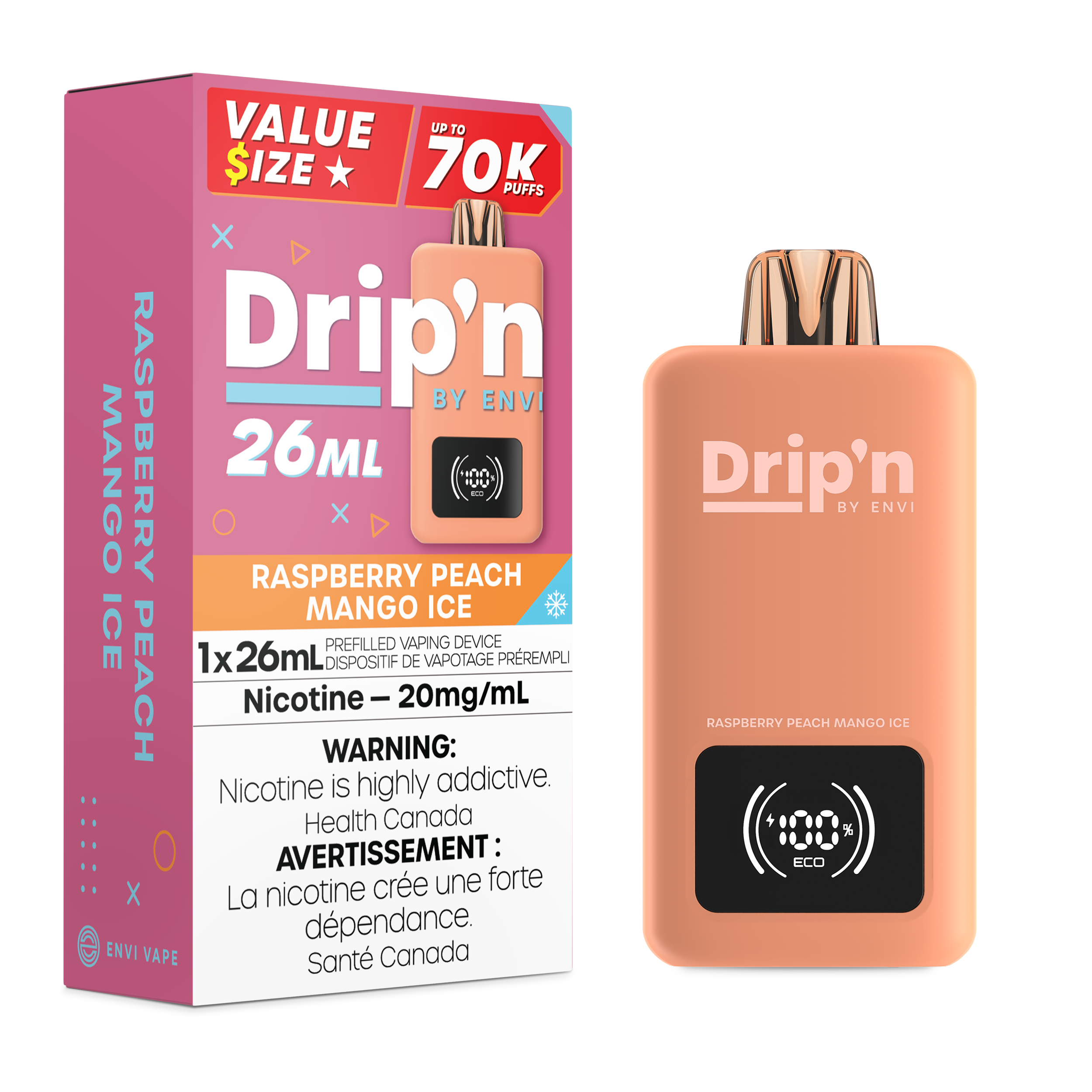 RASPBERRY PEACH MANGO ICE - DRIP'N 26ML BY ENVI (ONTARIO)