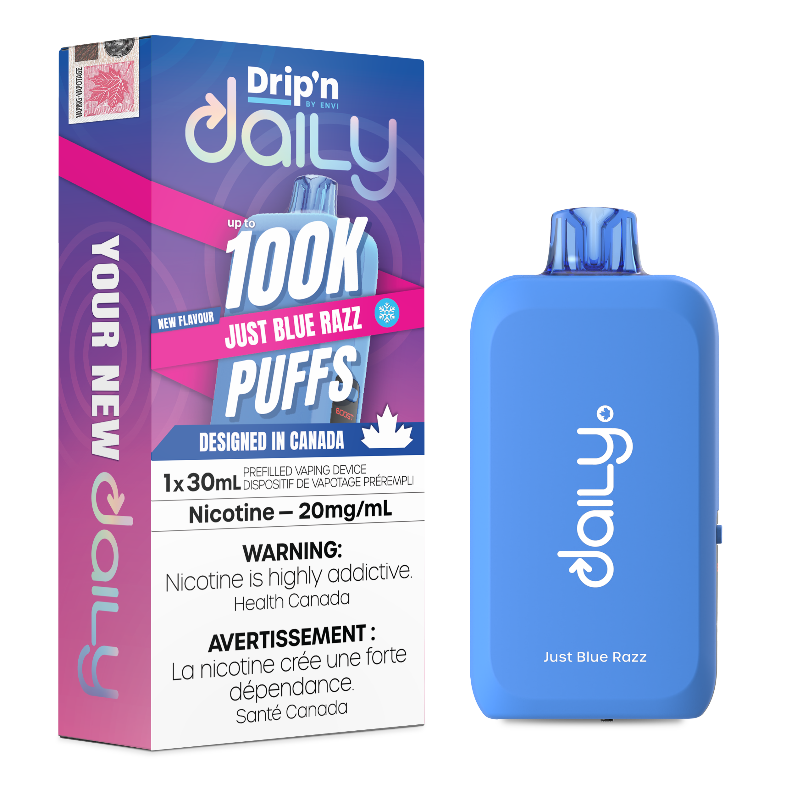 JUST BLUE RAZZ - DRIP'N DAILY 100K BY ENVI (30ML)