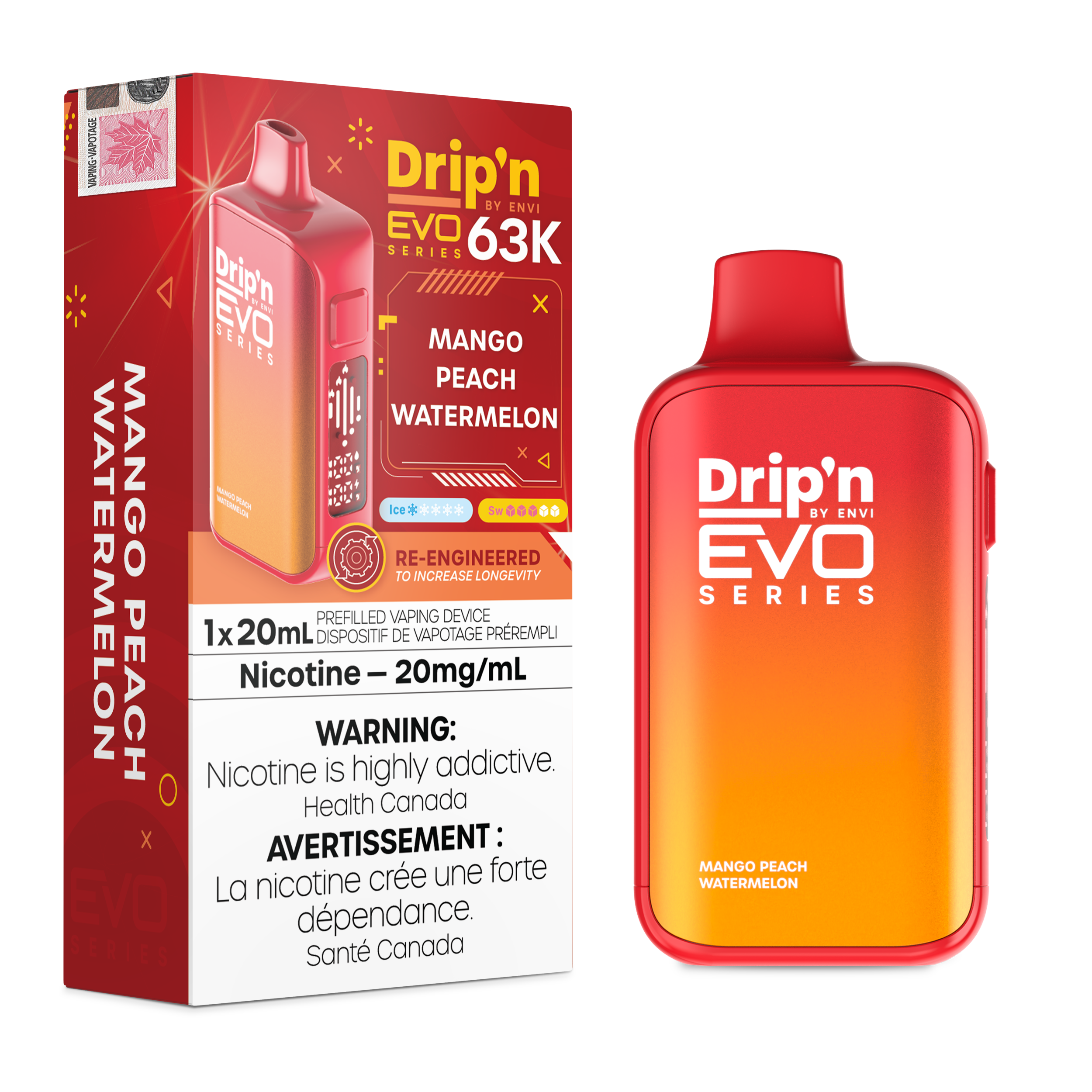 MANGO PEACH WATERMELON - DRIP'N EVO 63K BY ENVI (20ML)