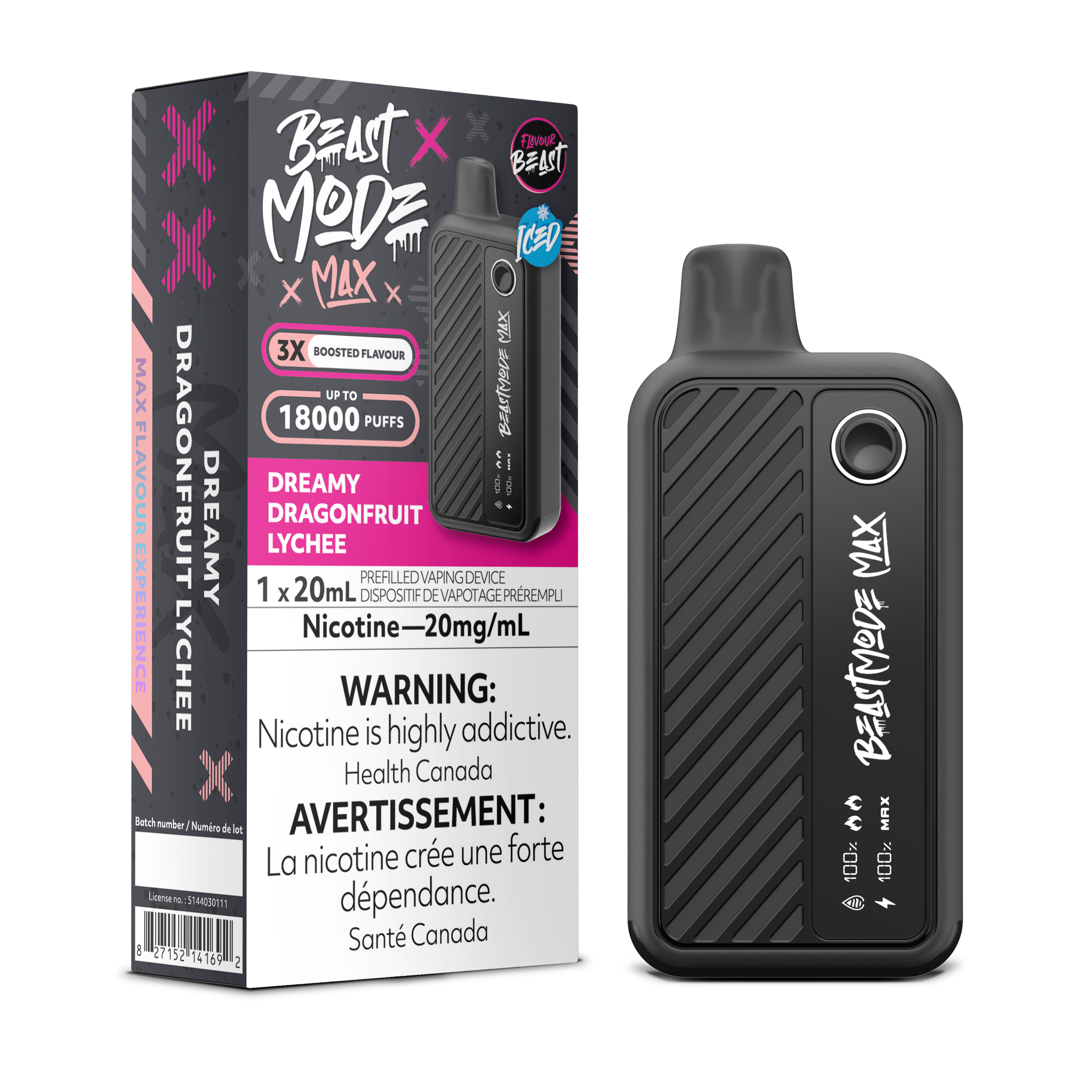 DREAMY DRAGONFRUIT LYCHEE - FLAVOUR BEAST BEAST MODE MAX (20mL) (ONTARIO)