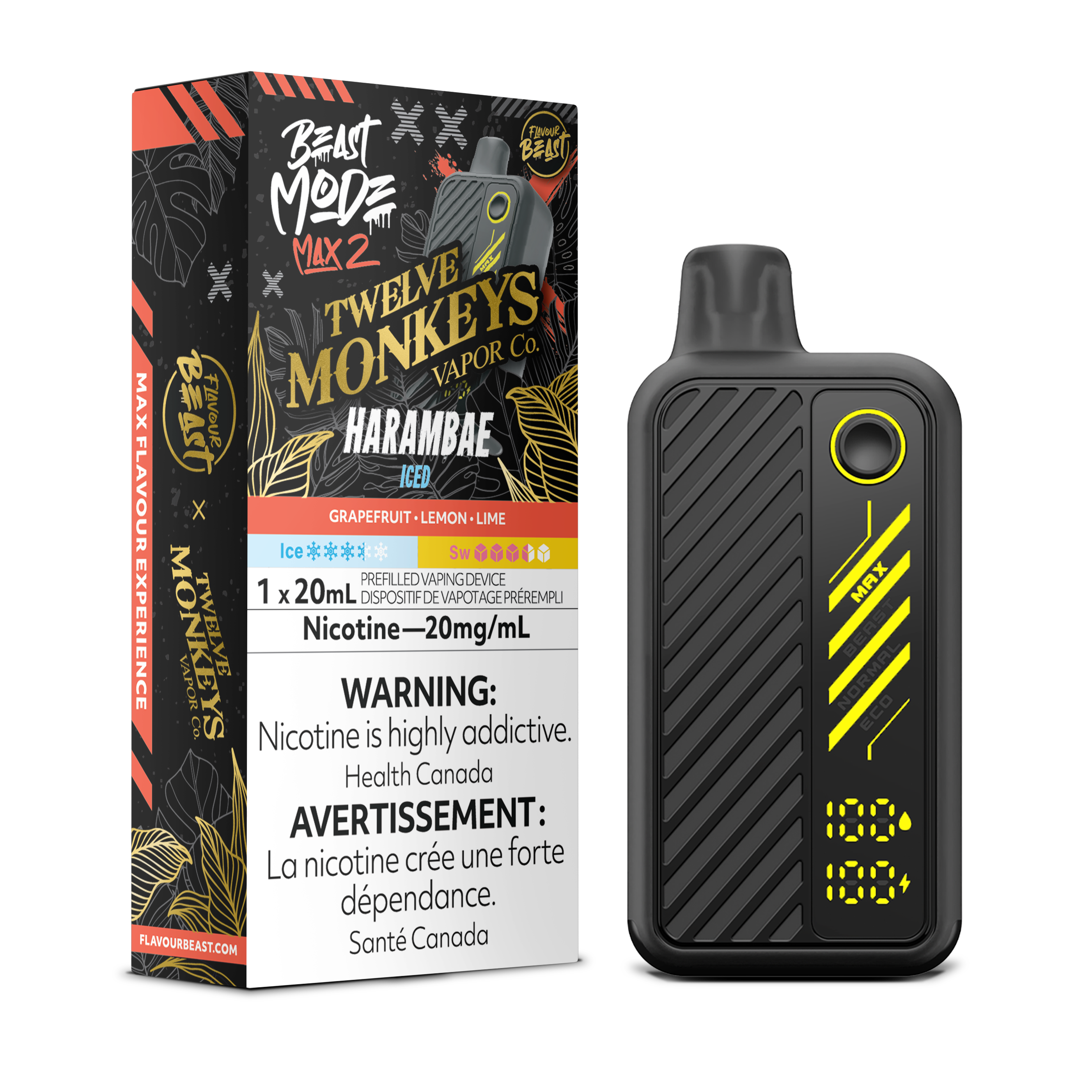 HARAMBAE ICED - FLAVOUR BEAST X 12 MONKEYS BEAST MODE MAX 2 (20mL) (ONTARIO)