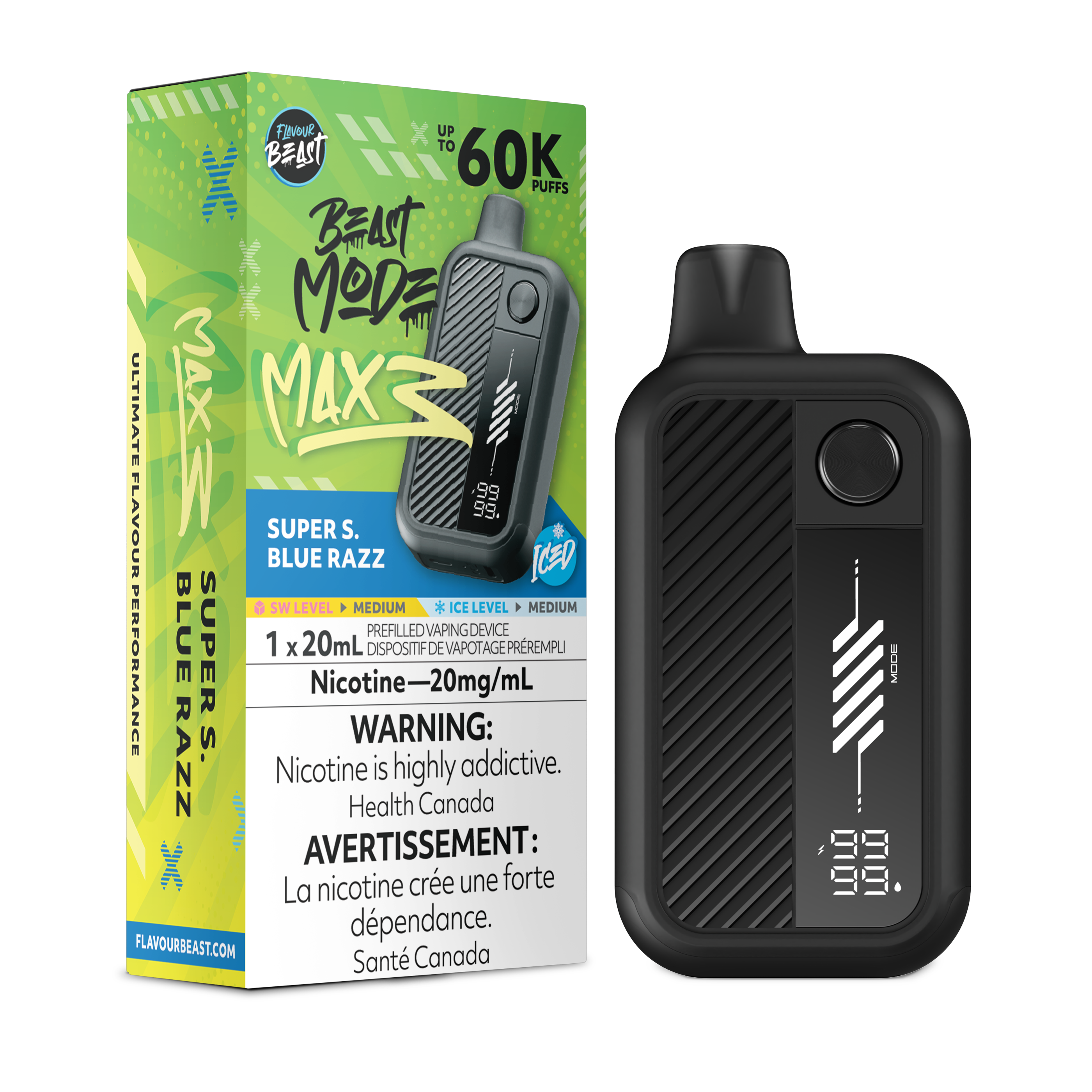 SUPER S. BLUE RAZZ - FLAVOUR BEAST BEAST MODE MAX 3 (20mL)