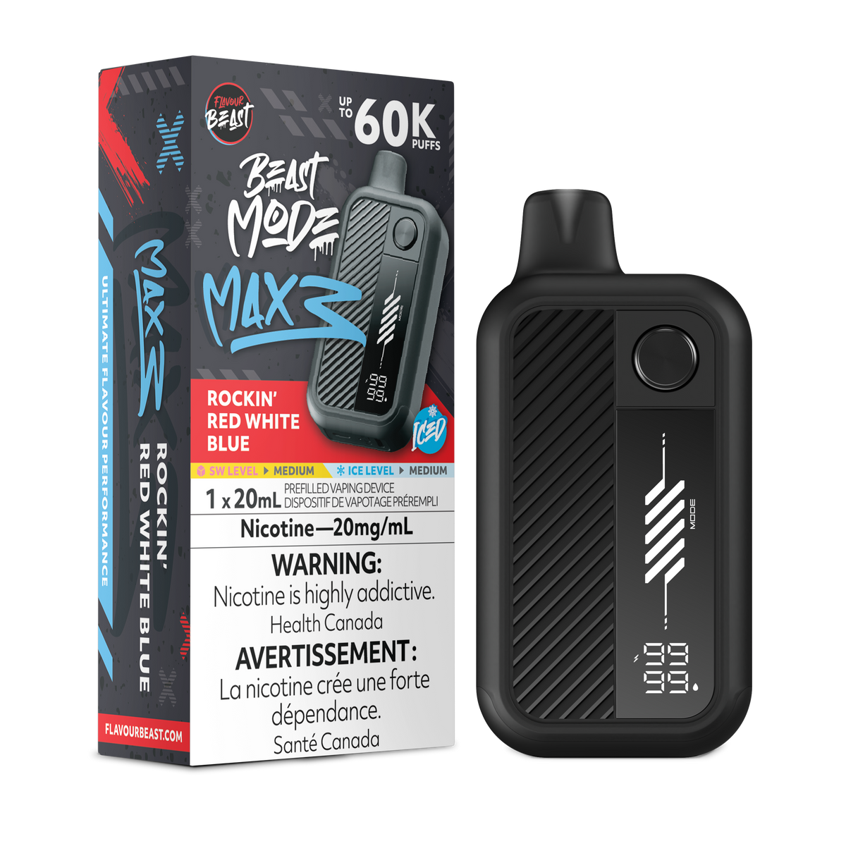 ROCKIN' RED WHITE BLUE - FLAVOUR BEAST BEAST MODE MAX 3 (20mL)