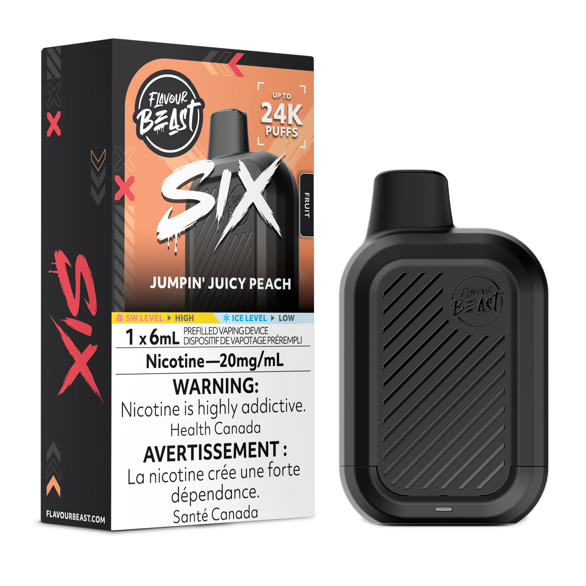 JUMPIN' JUICY PEACH - FLAVOUR BEAST SIX 24K (6mL)