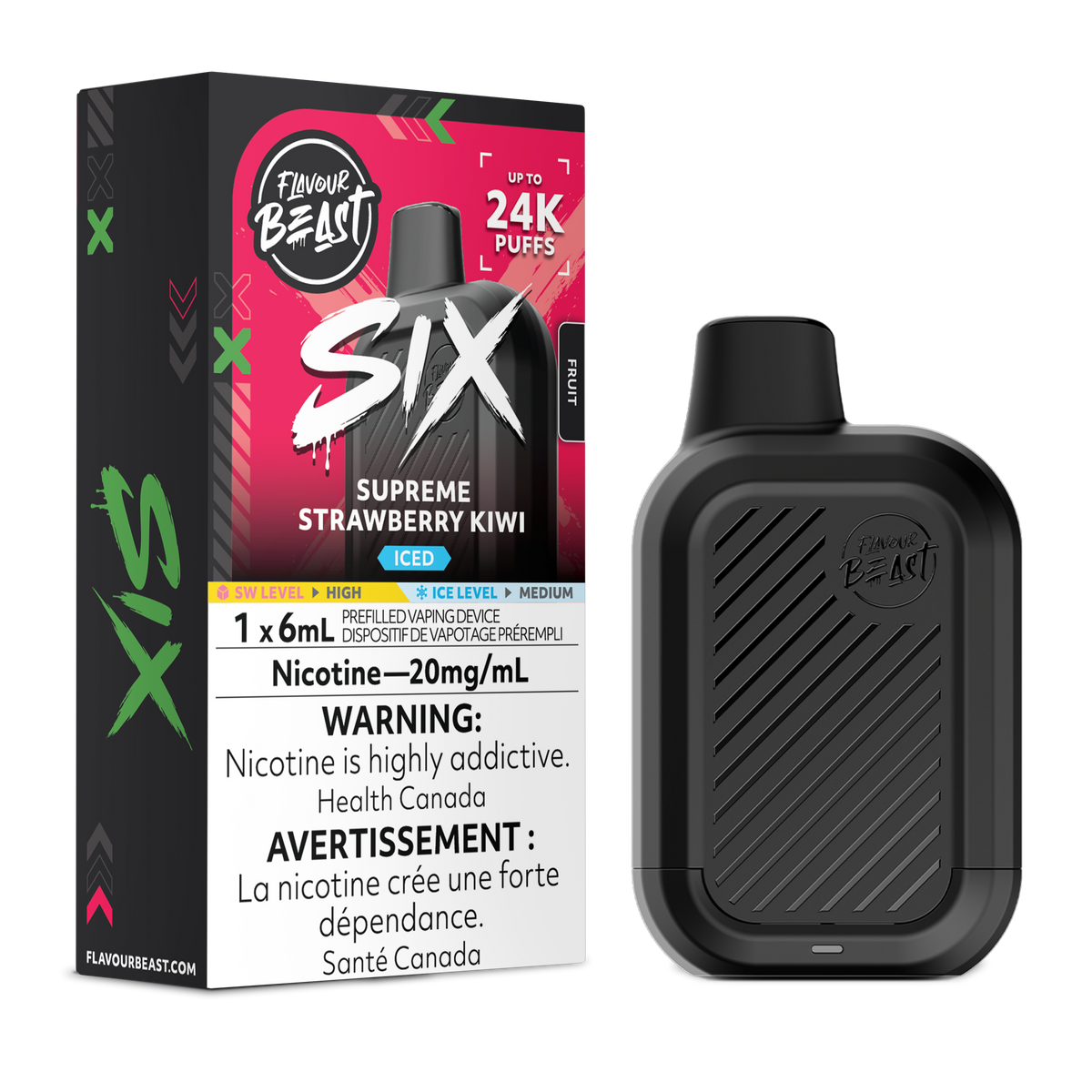SUPREME STRAWBERRY KIWI ICE - FLAVOUR BEAST SIX 24K (6mL)