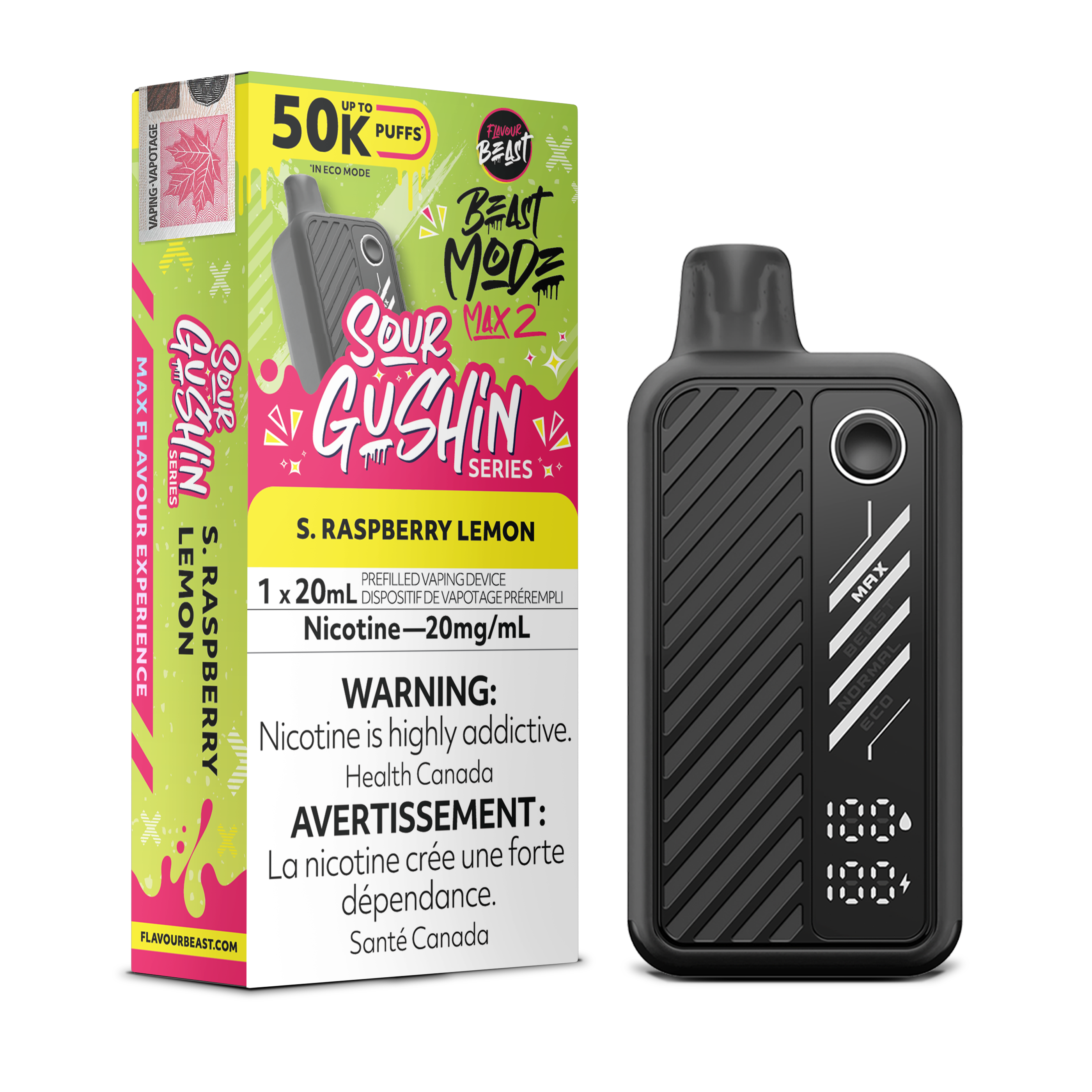 GUSHIN S.RASPBERRY LEMON - FLAVOUR BEAST BEAST MODE MAX 2 (20mL) (ONTARIO)
