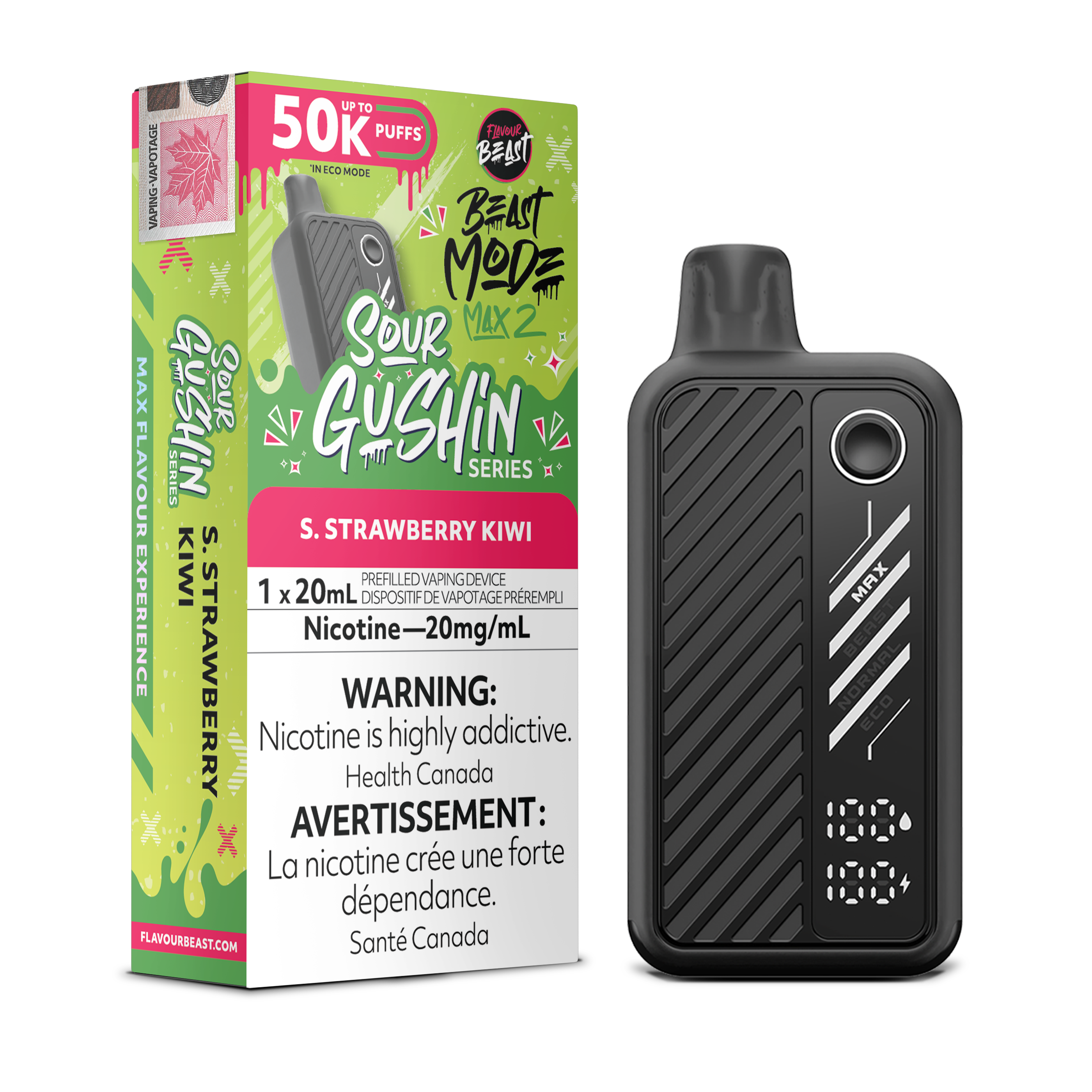 GUSHIN S.STRAWBERRY KIWI - FLAVOUR BEAST BEAST MODE MAX 2 (20mL) (ONTARIO)