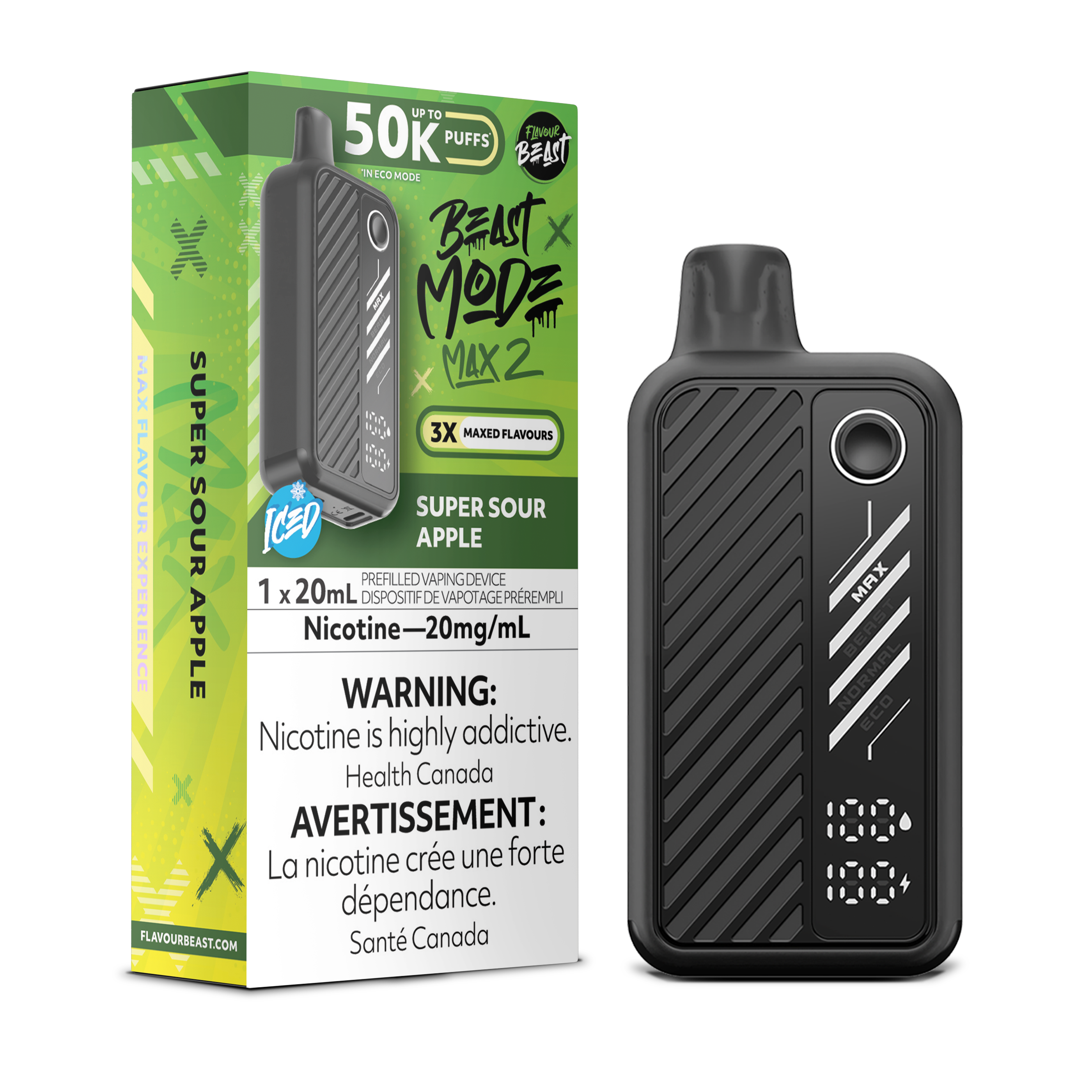 SUPER SOUR APPLE - FLAVOUR BEAST BEAST MODE MAX 2 (20mL) (ONTARIO)