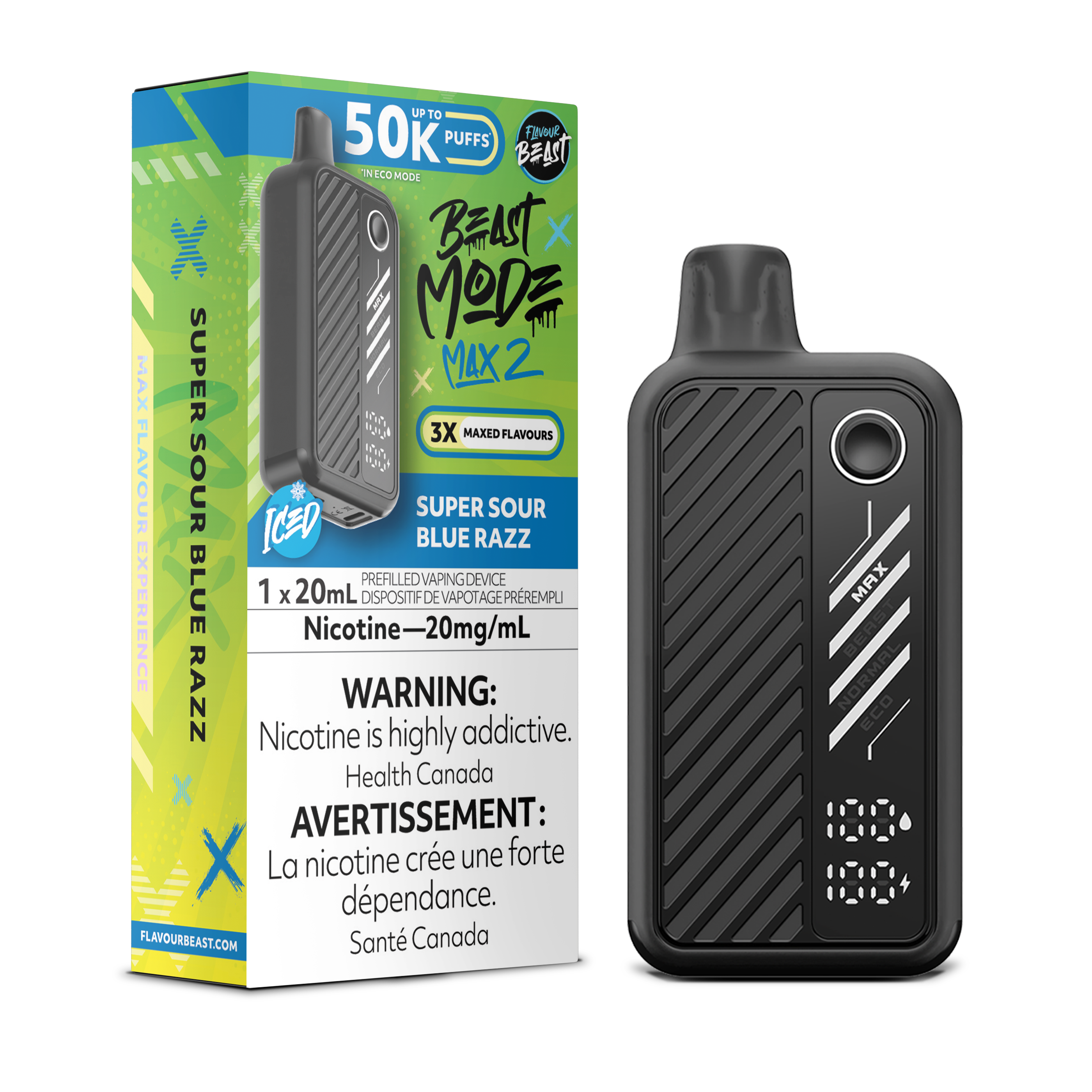 SUPER SOUR BLUE RAZZ - FLAVOUR BEAST BEAST MODE MAX 2 (20mL) (ONTARI