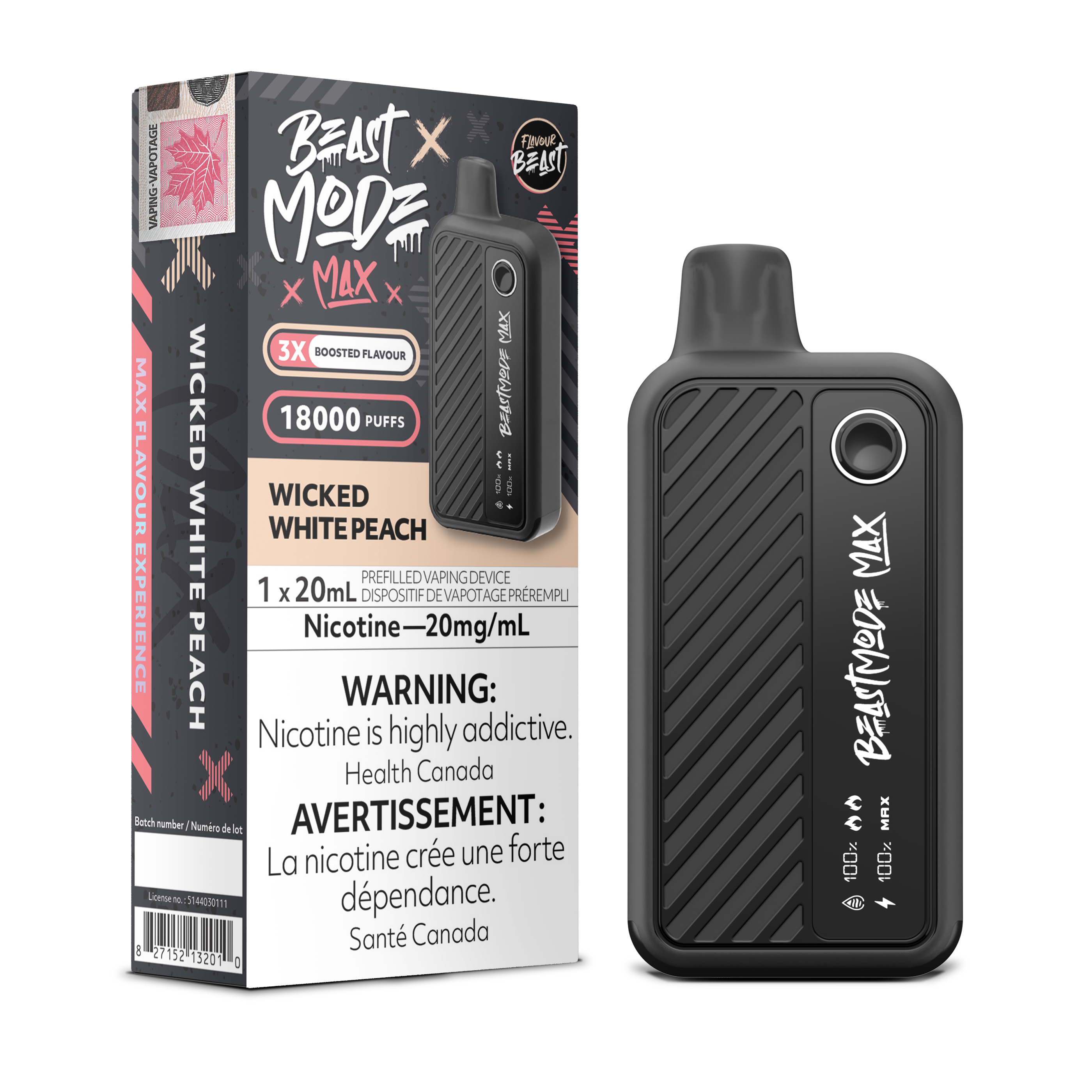 WICKED WHITE PEACH - FLAVOUR BEAST BEAST MODE MAX (20mL) (ONTARIO)