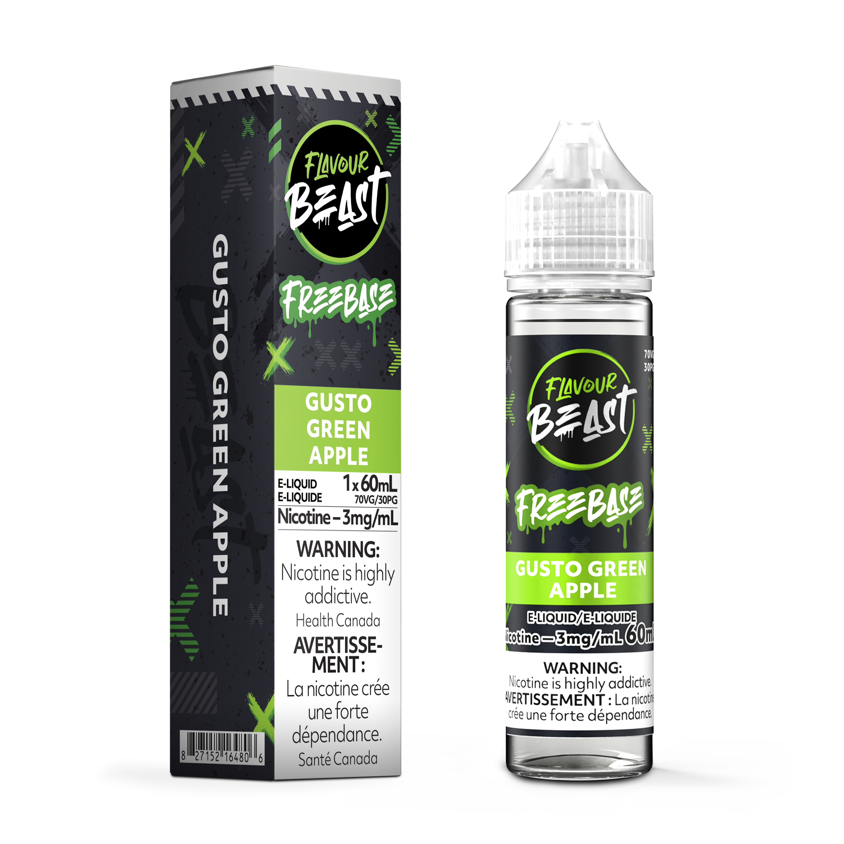 GUSTO GREEN APPLE - FLAVOUR BEAST FREEBASE E LIQUID (60mL) GUSTO GREEN APPLE - FLAVOUR BEAST FREEBASE E LIQUID (60mL)