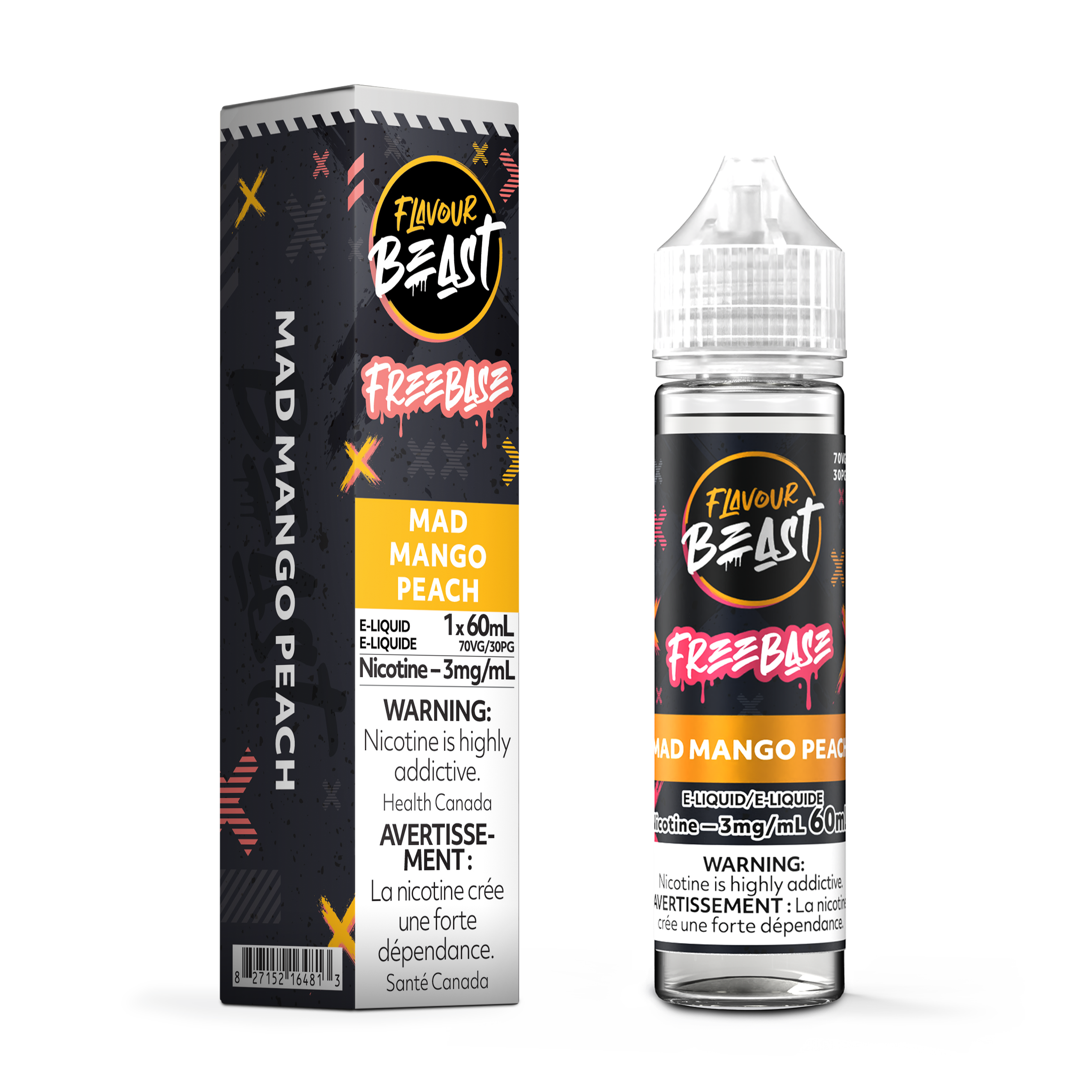 MAD MANGO PEACH - FLAVOUR BEAST FREEBASE E LIQUID (60mL) (ONTARIO)