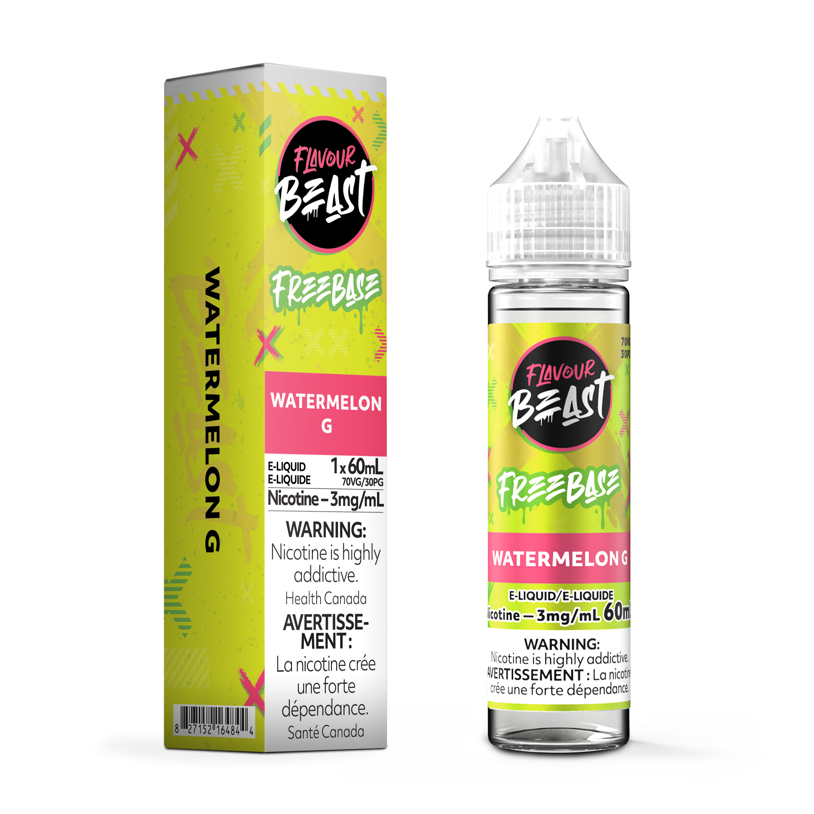 WATERMELON G - FLAVOUR BEAST FREEBASE E LIQUID (60mL) (ONTARIO)