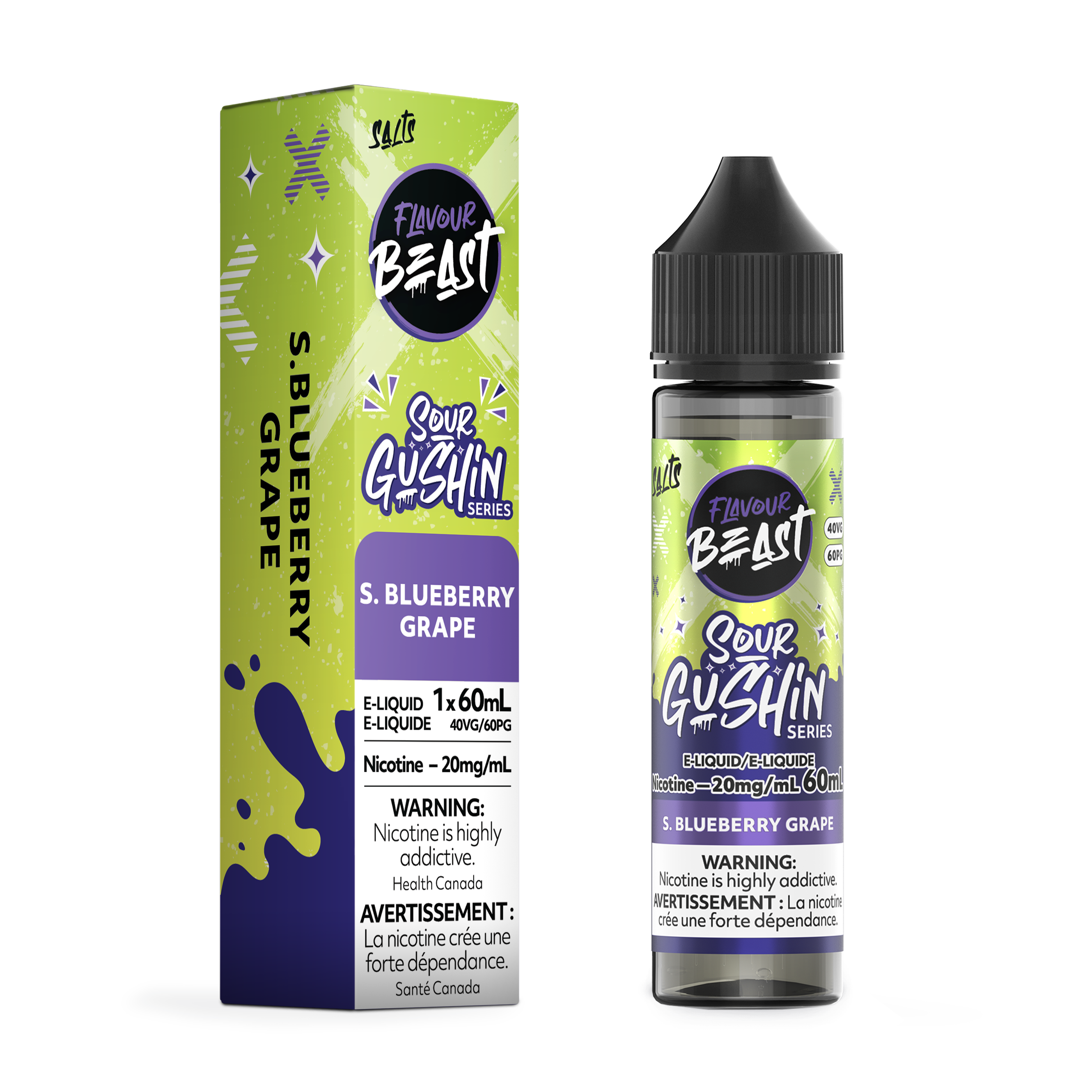 GUSHIN S. BLUEBERRY GRAPE - FLAVOUR BEAST E LIQUID (60mL)