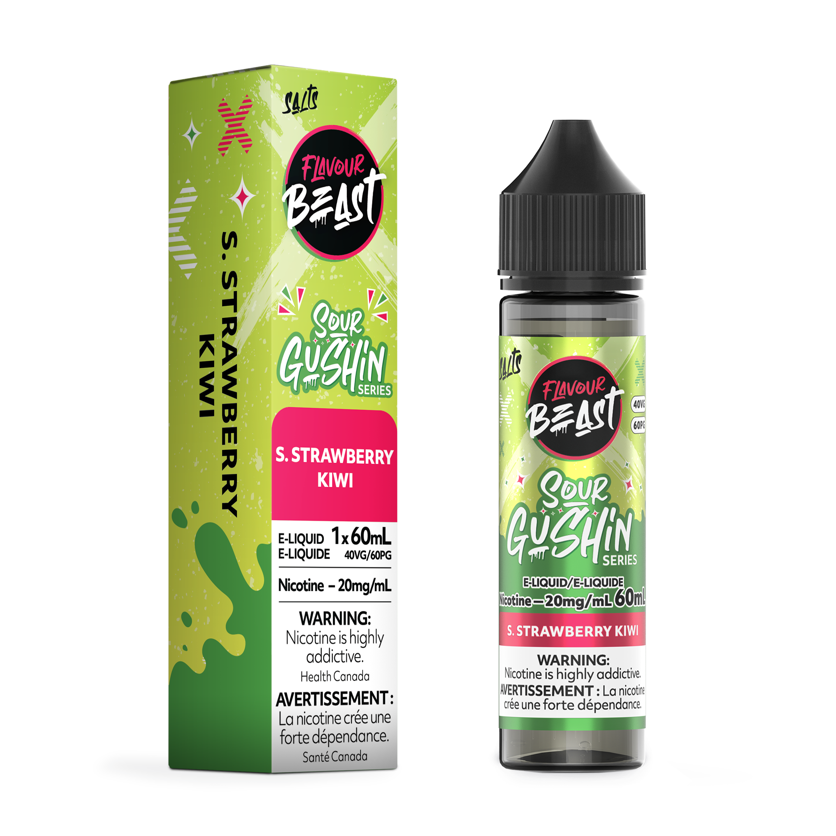 GUSHIN S. STRAWBERRY KIWI - FLAVOUR BEAST E LIQUID (60mL)