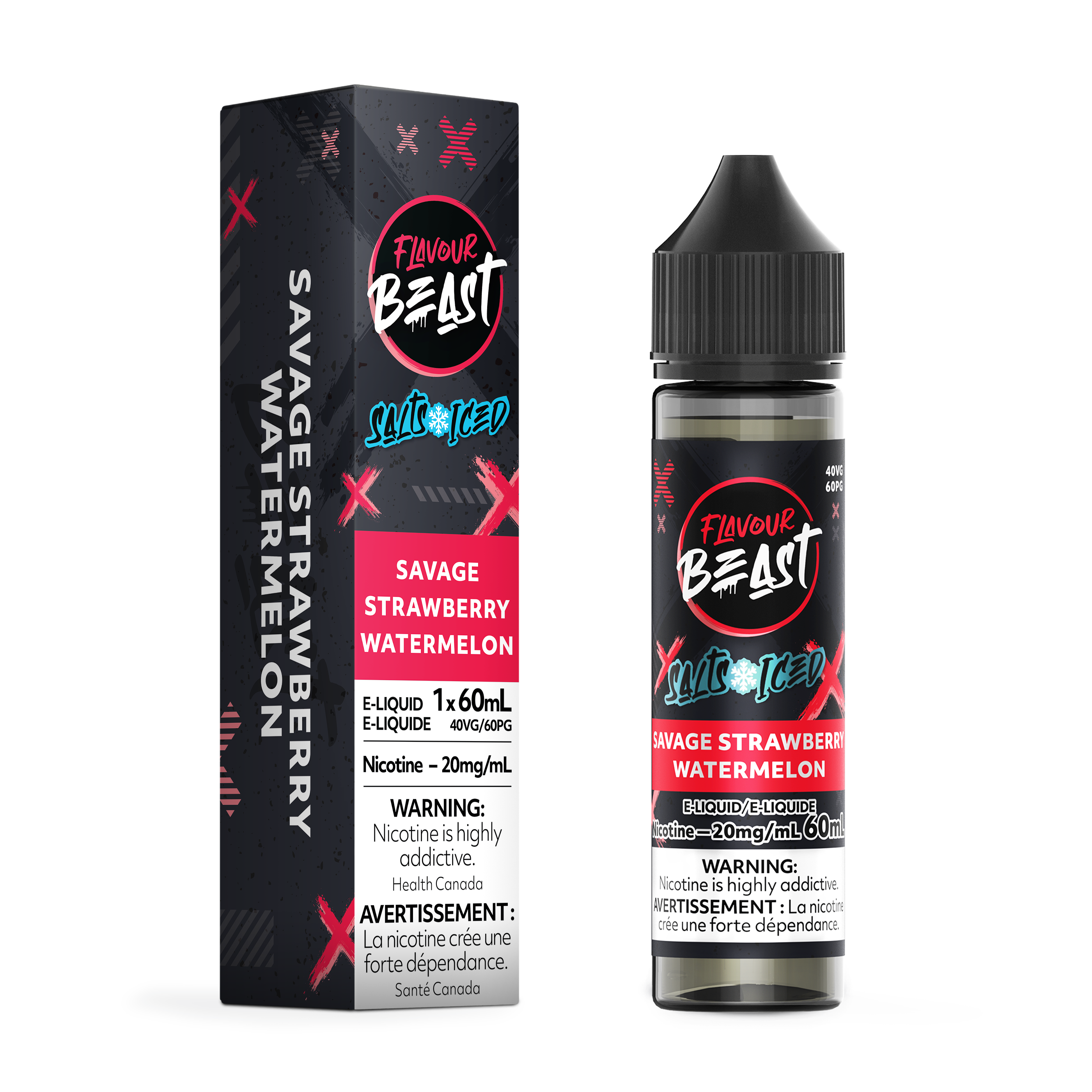 SAVAGE STRAWBERRY WATERMELON - FLAVOUR BEAST E LIQUID (60mL) (ONTARIO)