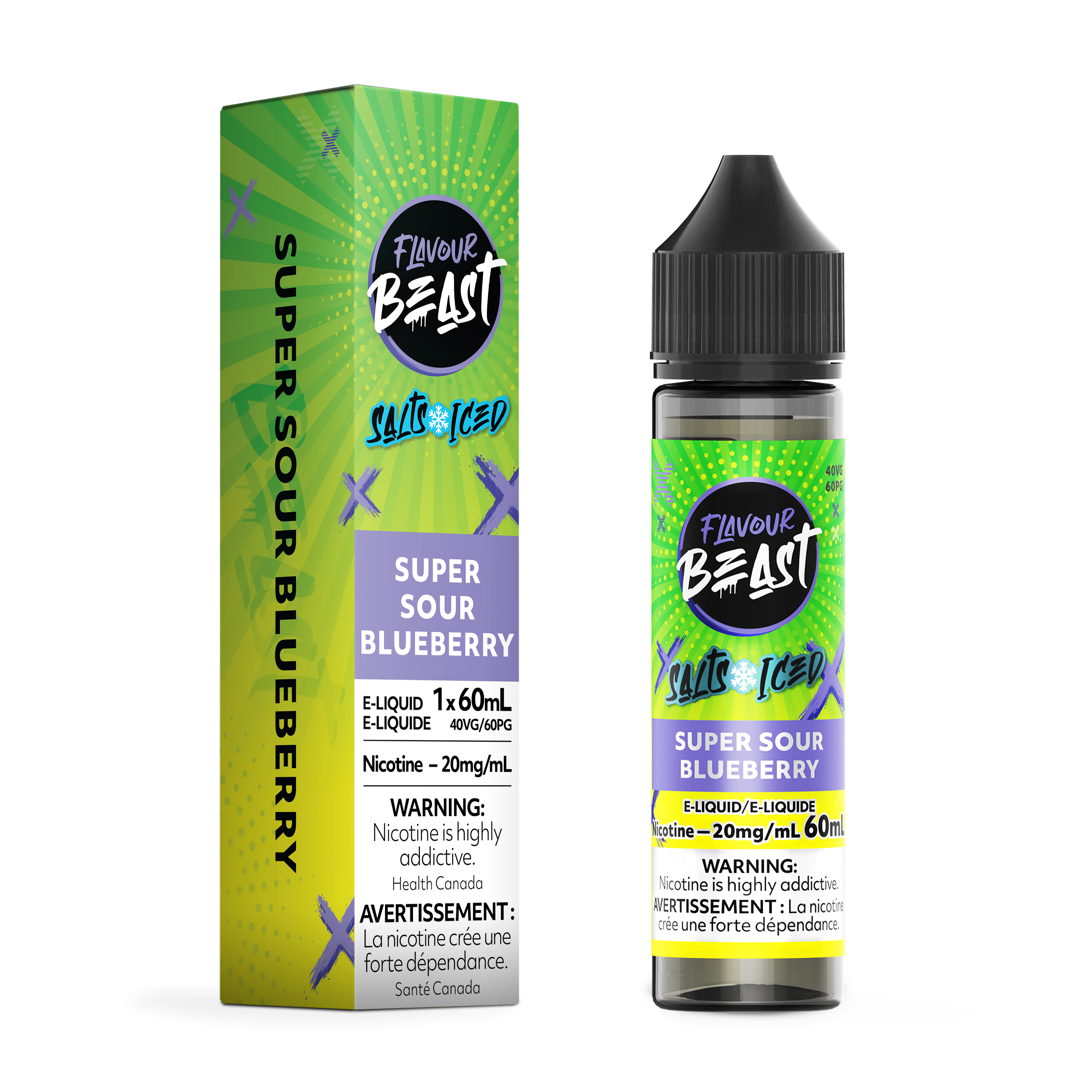 SUPER SOUR BLUEBERRY (ICED) - FLAVOUR BEAST E LIQUID (60mL) (ONTARIO)
