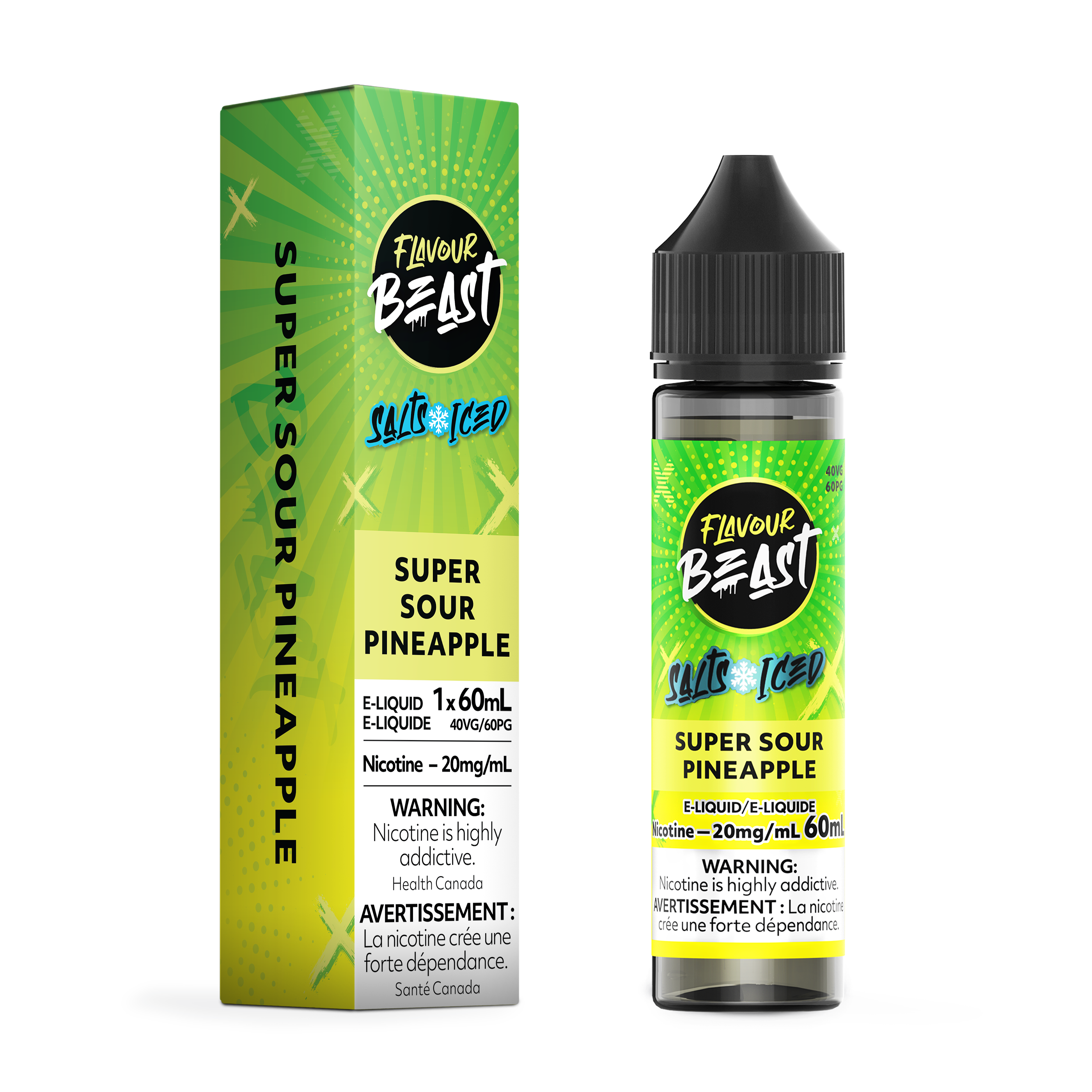 SUPER SOUR PINEAPPLE (ICED) - FLAVOUR BEAST E LIQUID (60mL) (ONTARIO)