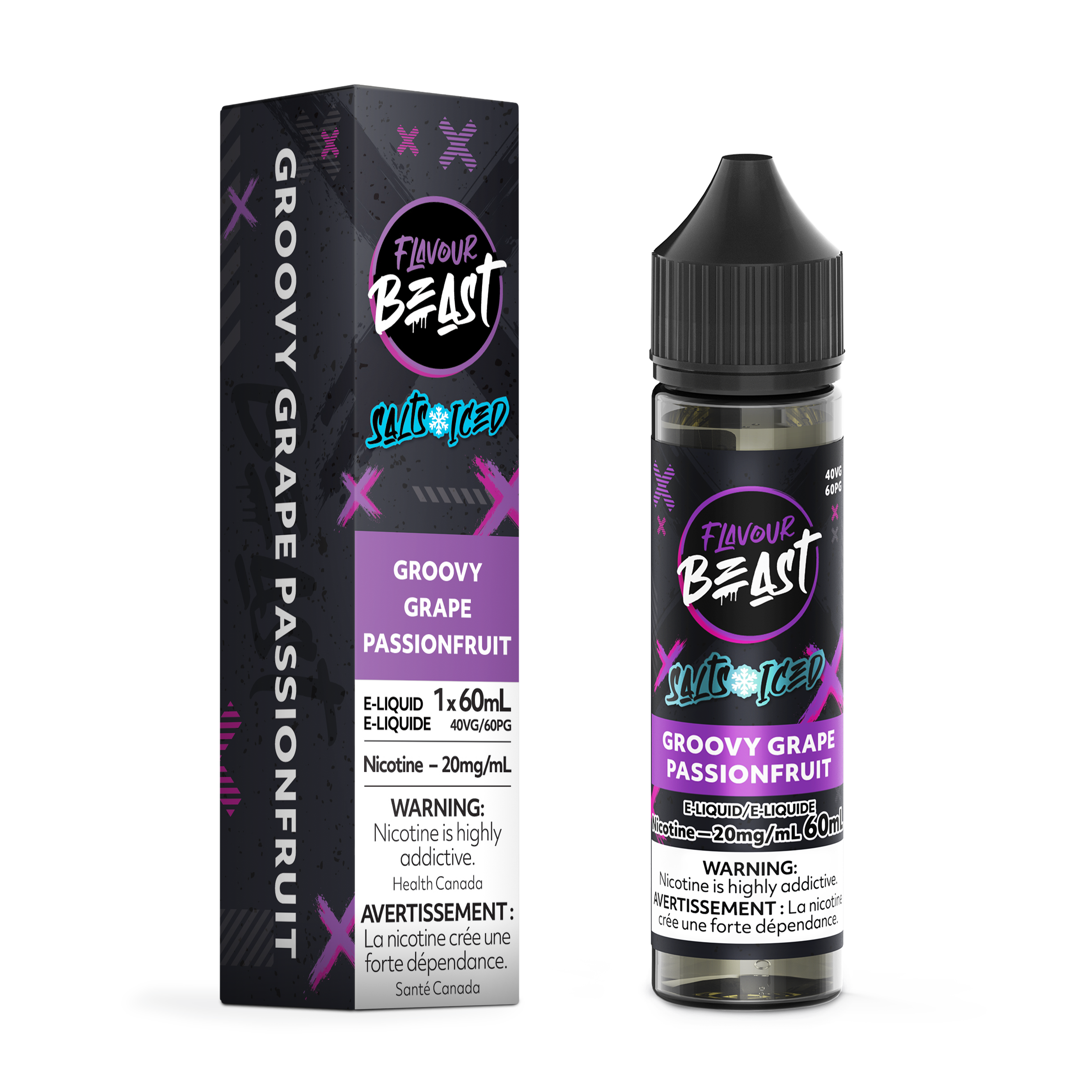 GROOVY GRAPE PASSIONFRUIT (ICED) - FLAVOUR BEAST E LIQUID (60mL) (ONTARIO)