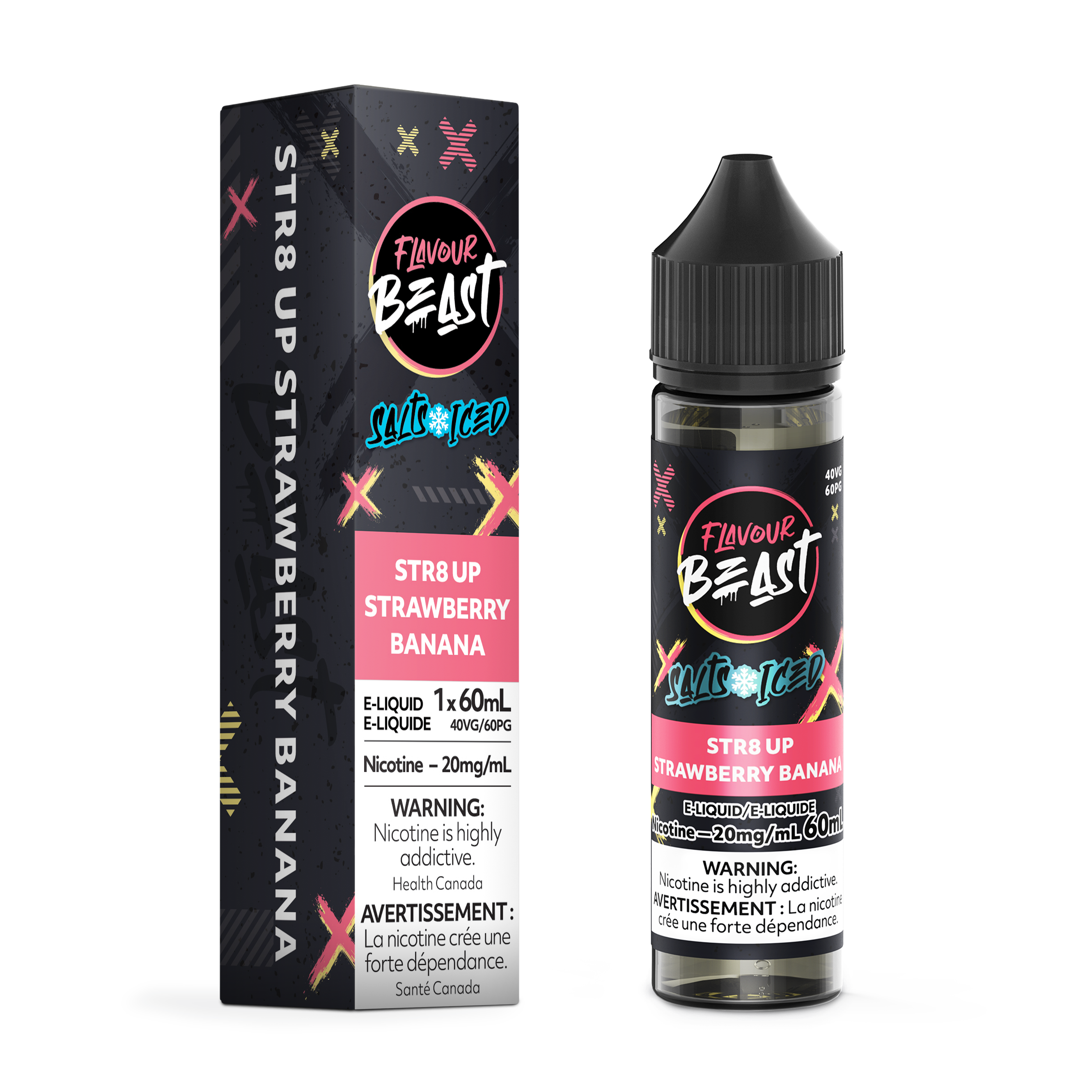 STR8 UP STRAWBERRY BANANA (ICED) - FLAVOUR BEAST E LIQUID (60mL) (ONTARIO)