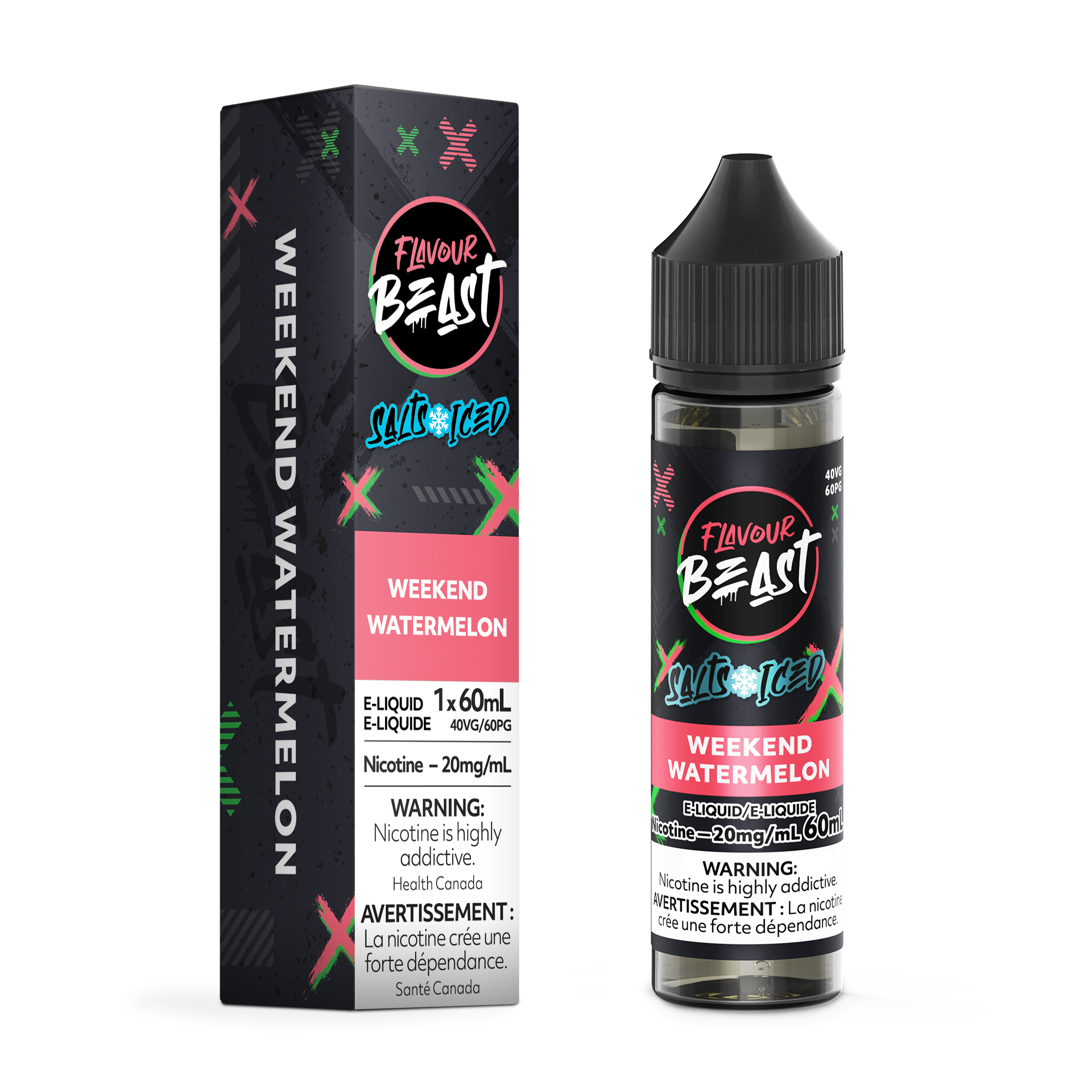 WEEKEND WATERMELON (ICED) - FLAVOUR BEAST E LIQUID (60mL) (ONTARIO)