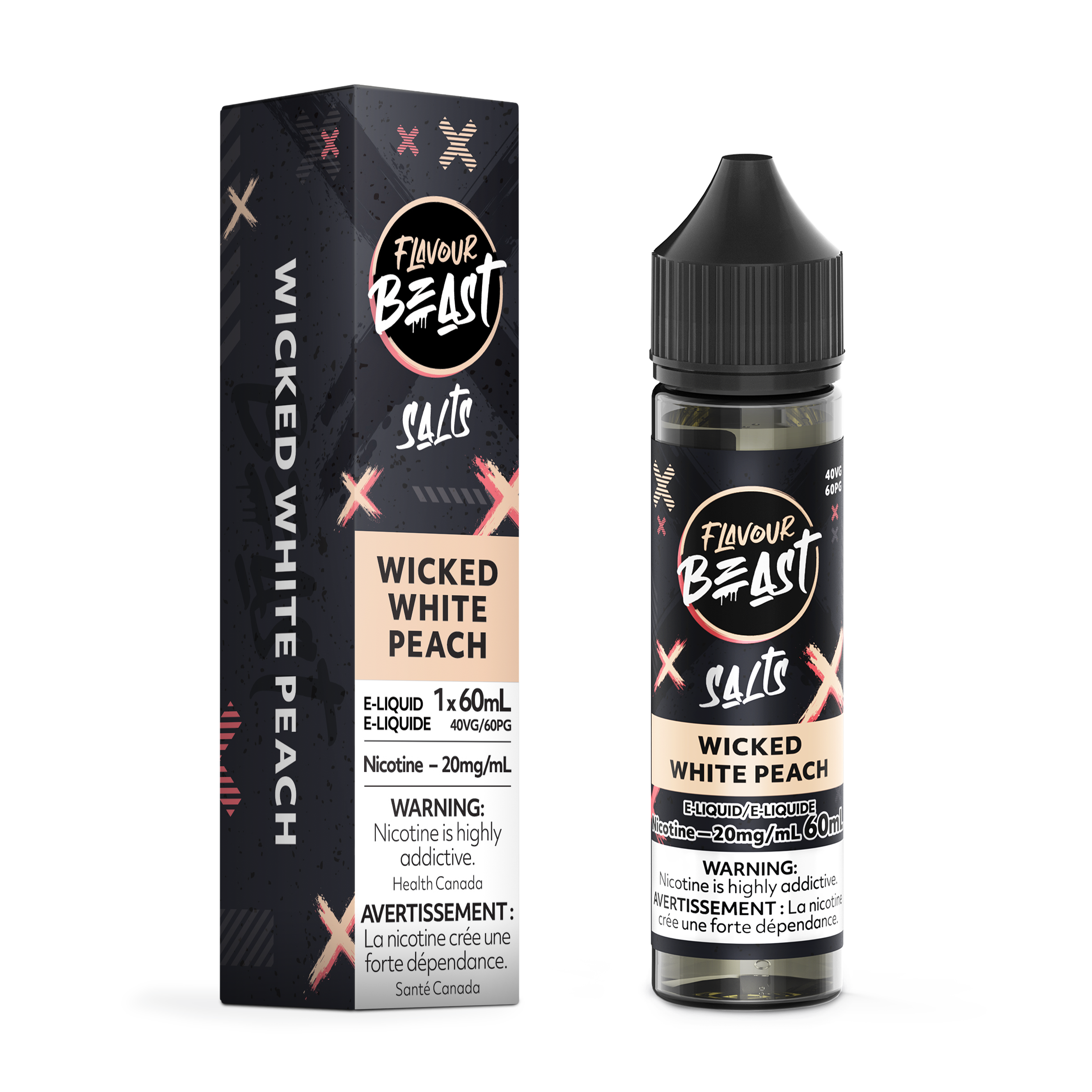 WICKED WHITE PEACH - FLAVOUR BEAST E LIQUID (60mL) (ONTARIO)