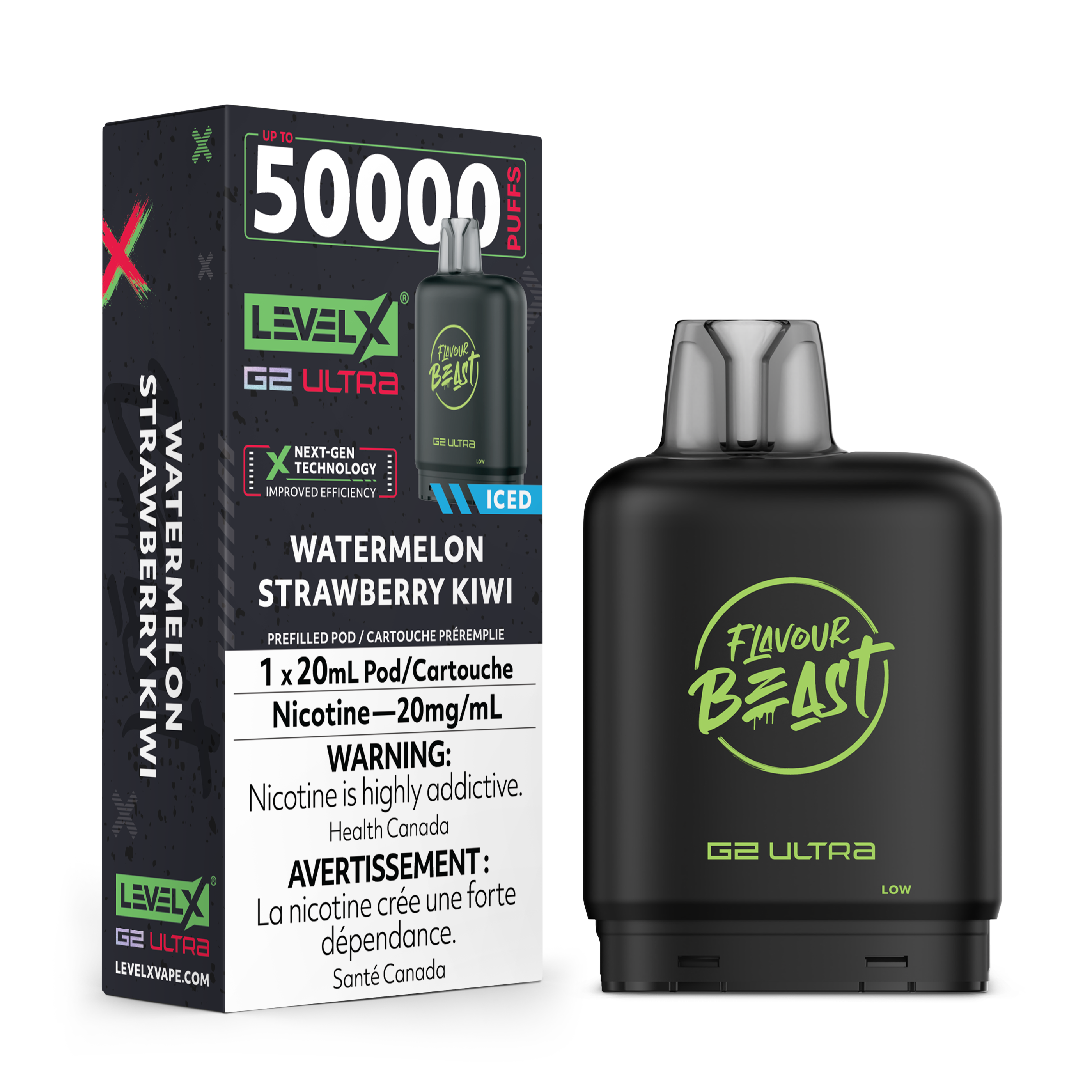 WATERMELON STRAWBERRY KIWI - FLAVOUR BEAST LEVEL X G2 ULTRA (20mL) (ONTARIO)