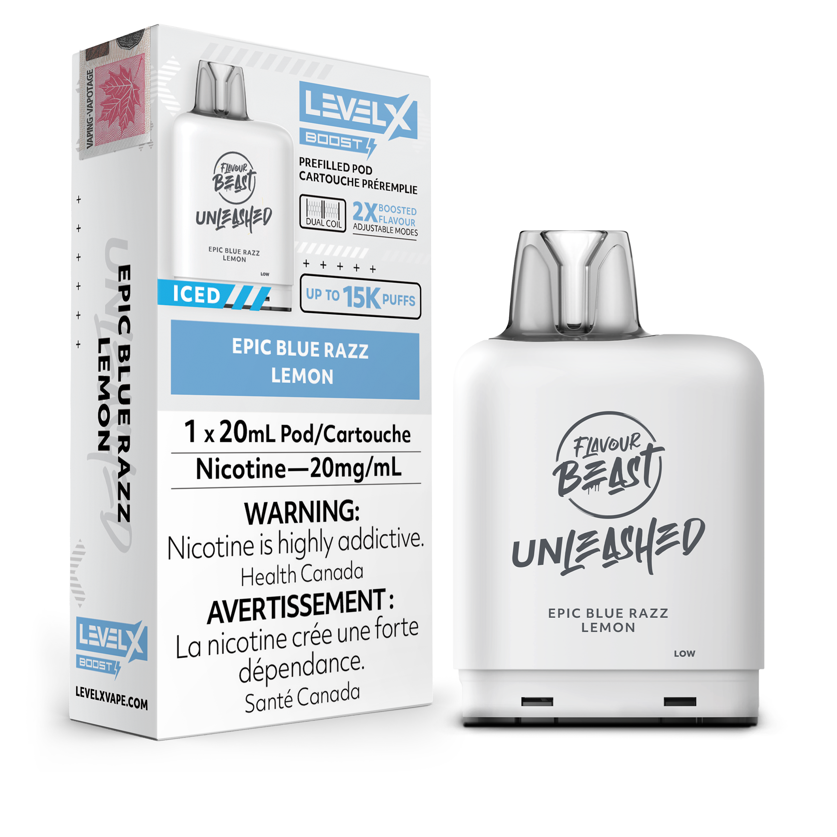 EPIC BLUE RAZZ LEMON - LEVEL X FB UNLEASHED BOOST (20mL) (ONTARIO)