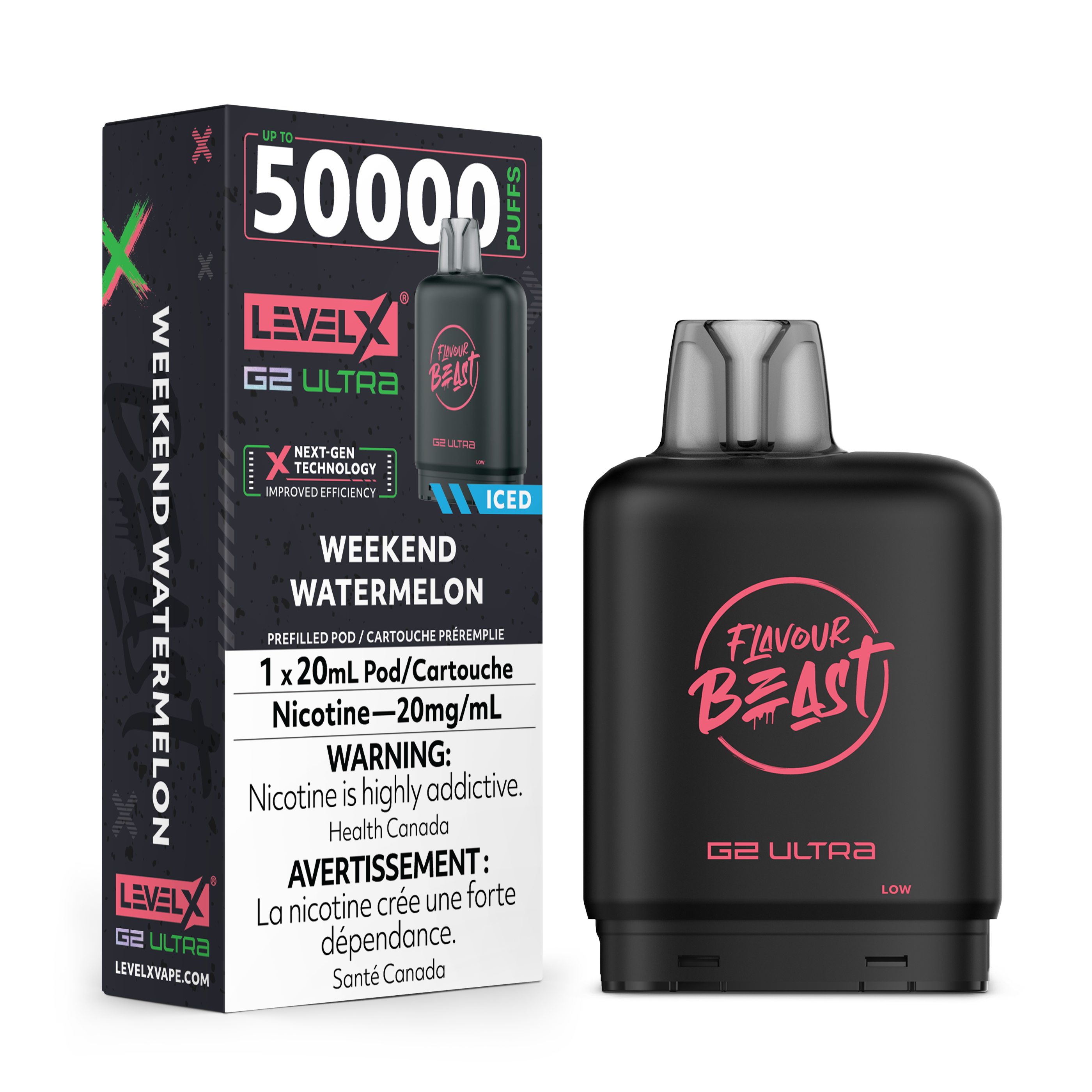 WEEKEND WATERMELON - FLAVOUR BEAST LEVEL X G2 ULTRA (20mL) (ZERO NICOTINE)