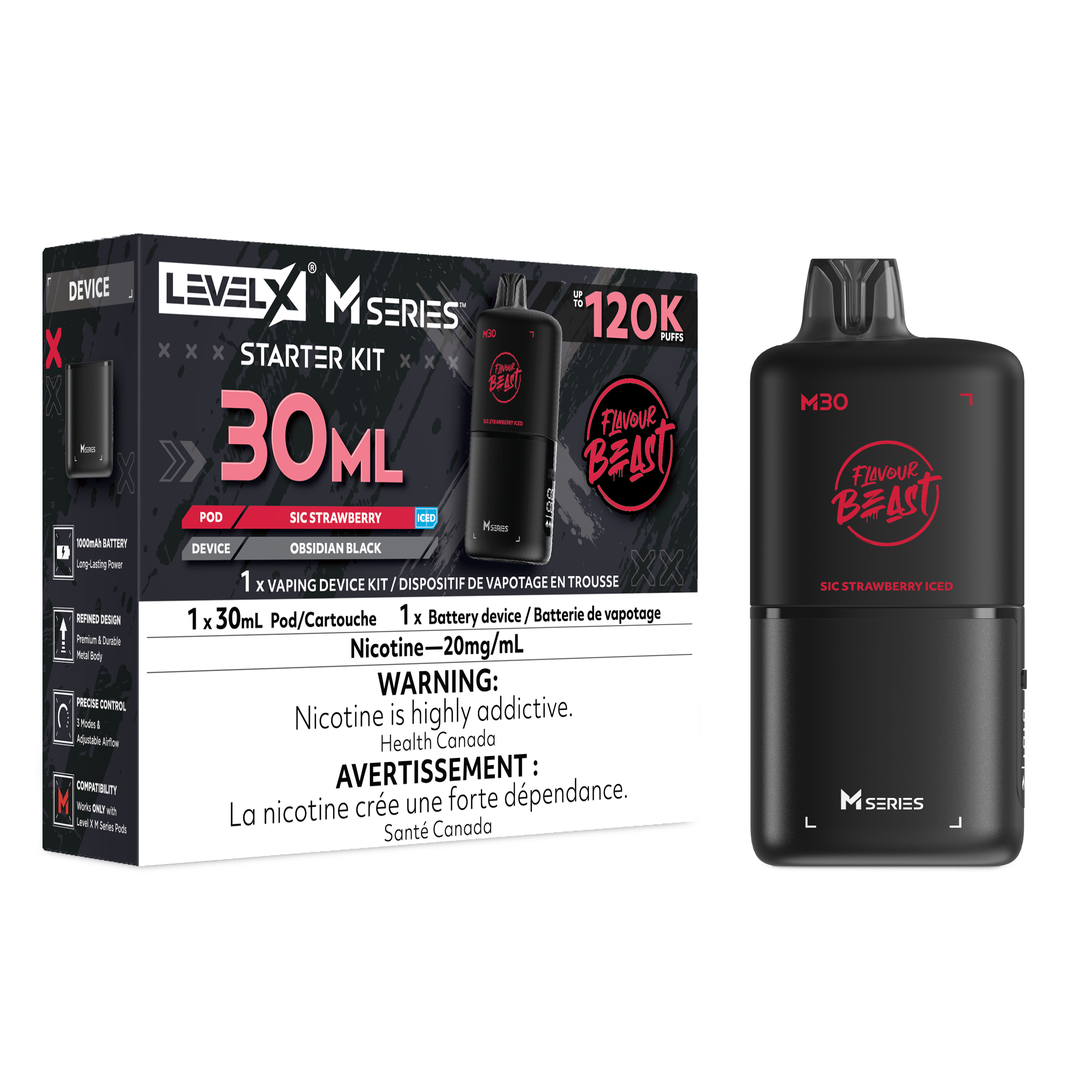 SIC STRAWBERRY ICED - LEVEL X M30 STARTER KIT (DEVICE & M30 POD)