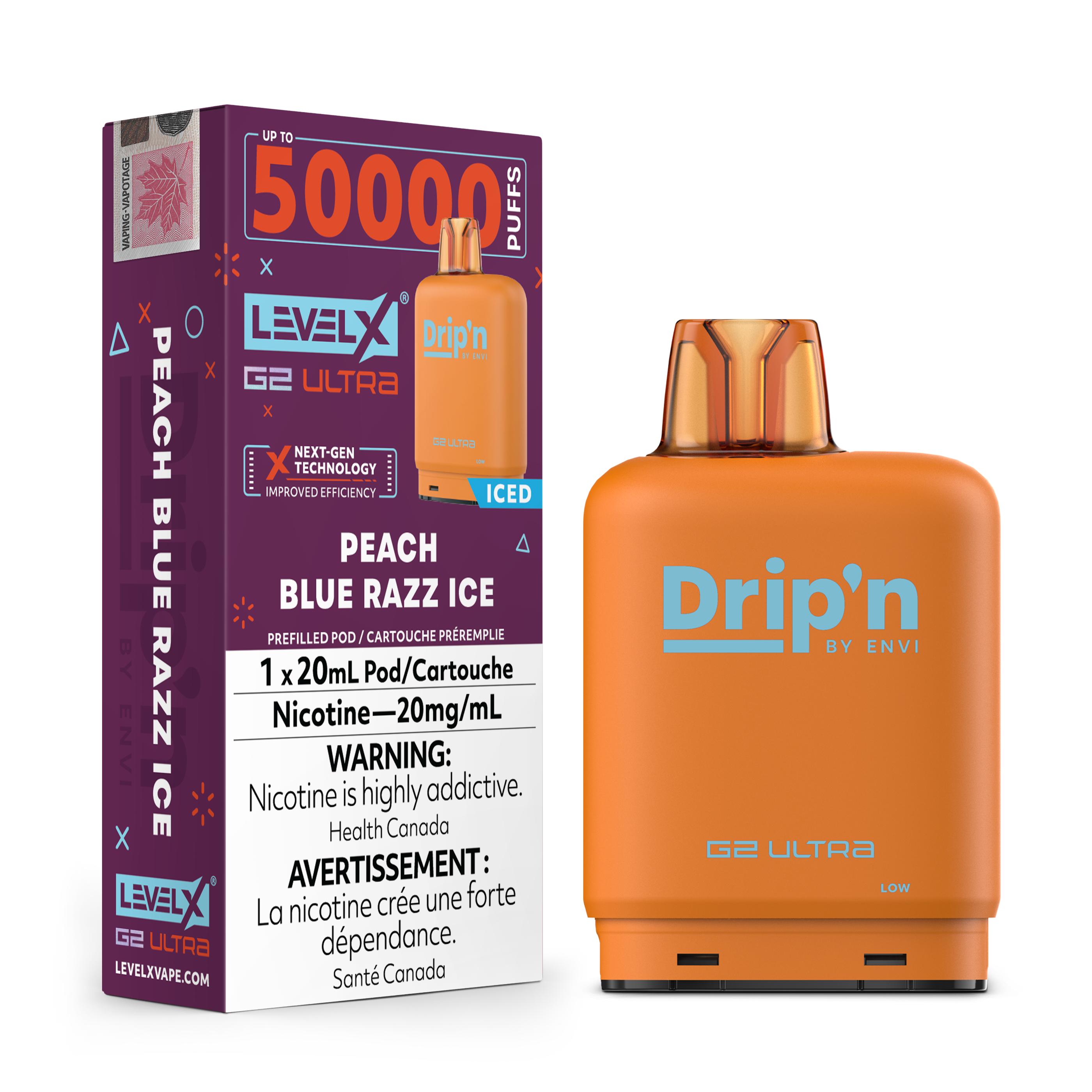 PEACH BLUE RAZZ ICE - FLAVOUR BEAST LEVEL X G2 DRIP'N ULTRA (20mL) (ONTARIO)