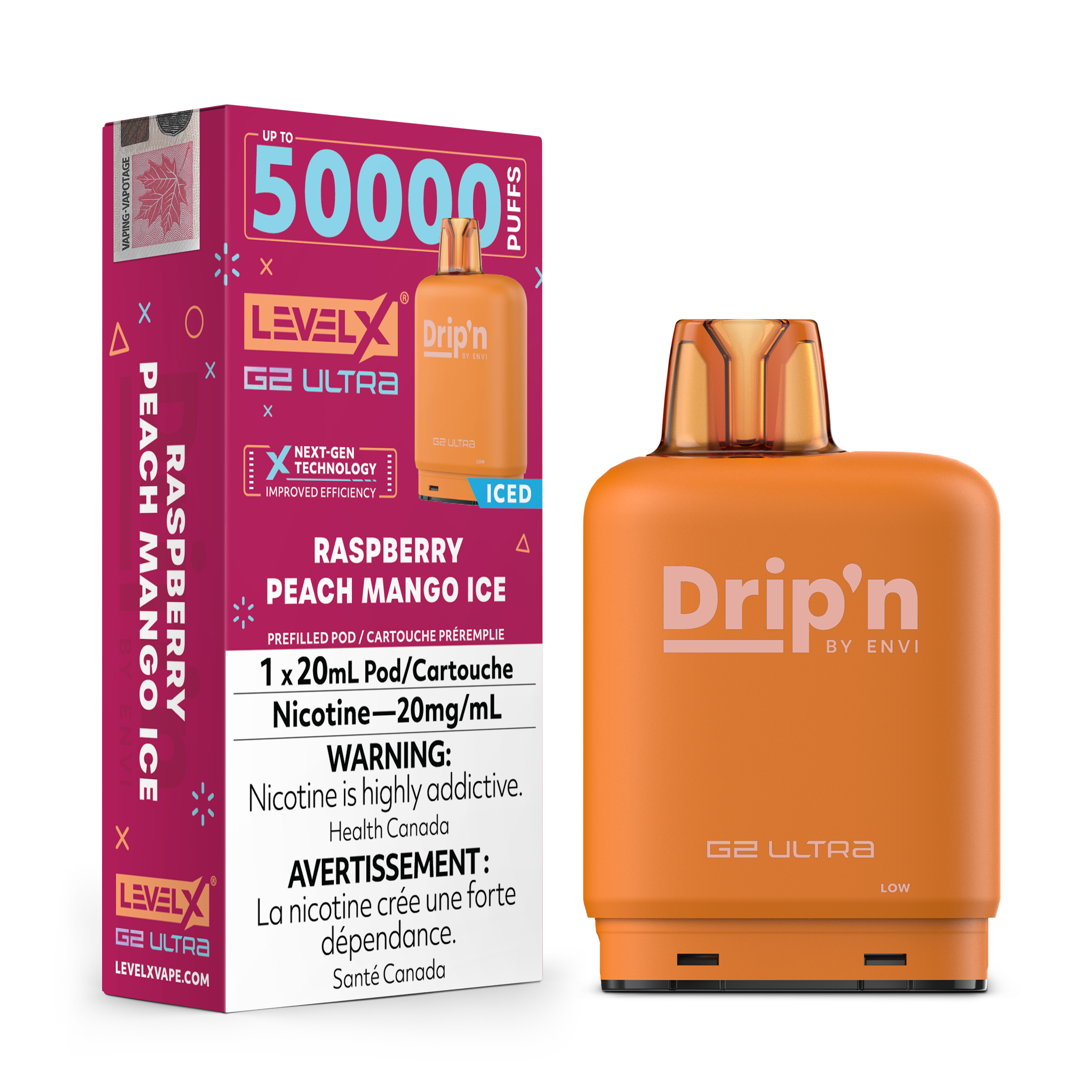 RASPBERRY PEACH MANGO ICE - FLAVOUR BEAST LEVEL X G2 DRIP'N ULTRA (20mL) (ONTARIO)