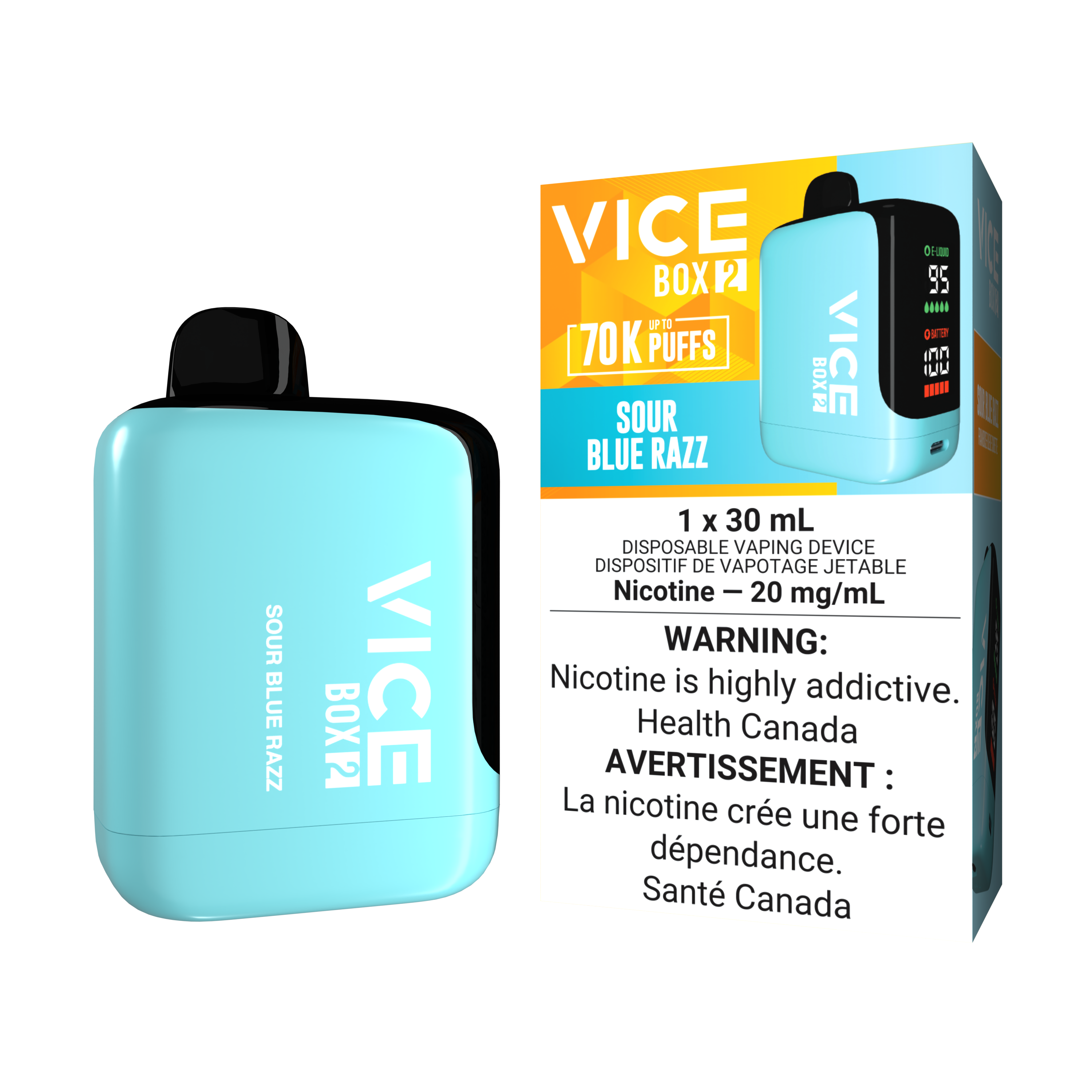 SOUR BLUE RAZZ - VICE BOX 2 DISPOSABLE (ONTARIO)