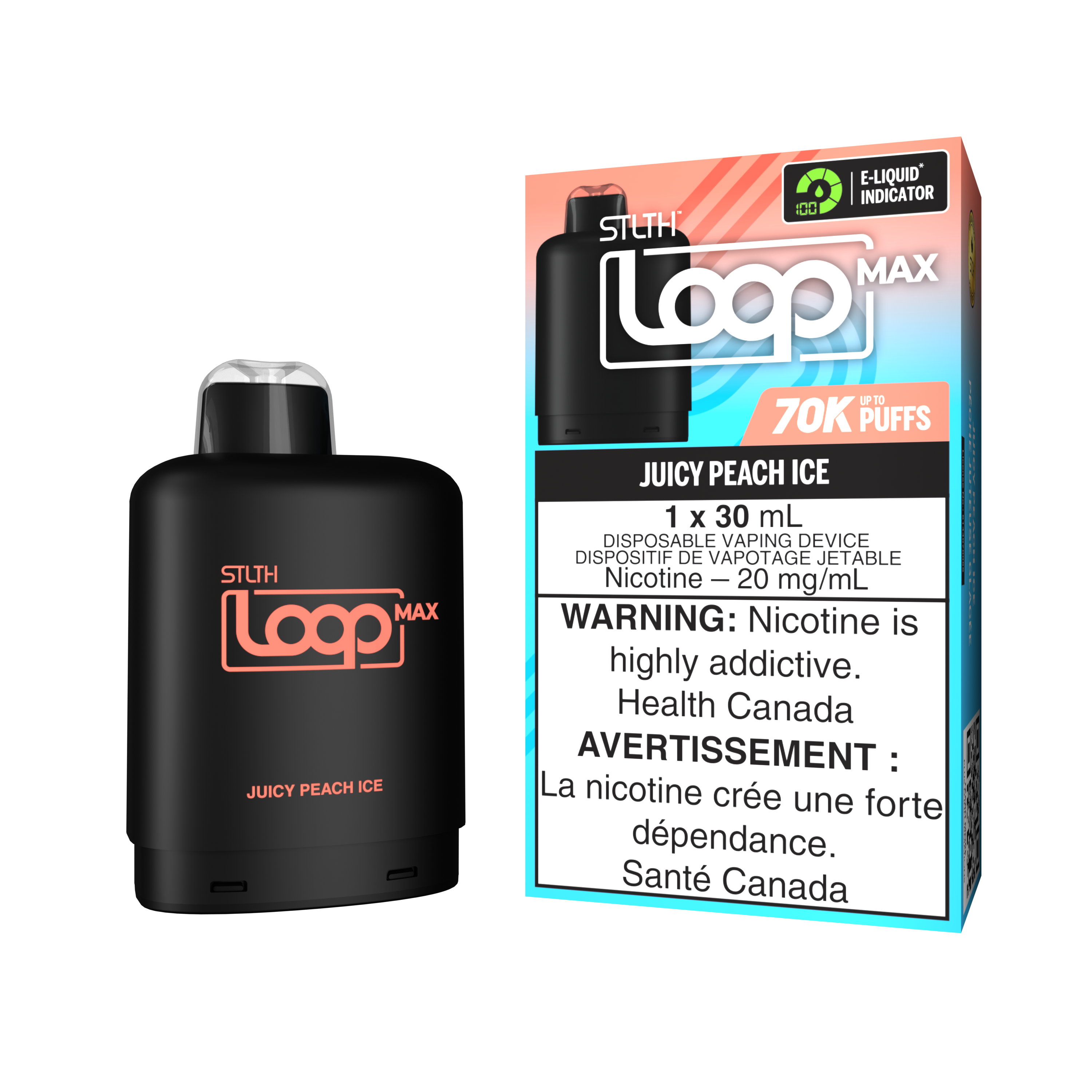 JUICY PEACH ICE - STLTH LOOP MAX (30mL) JUICY PEACH ICE - STLTH LOOP MAX (30mL)