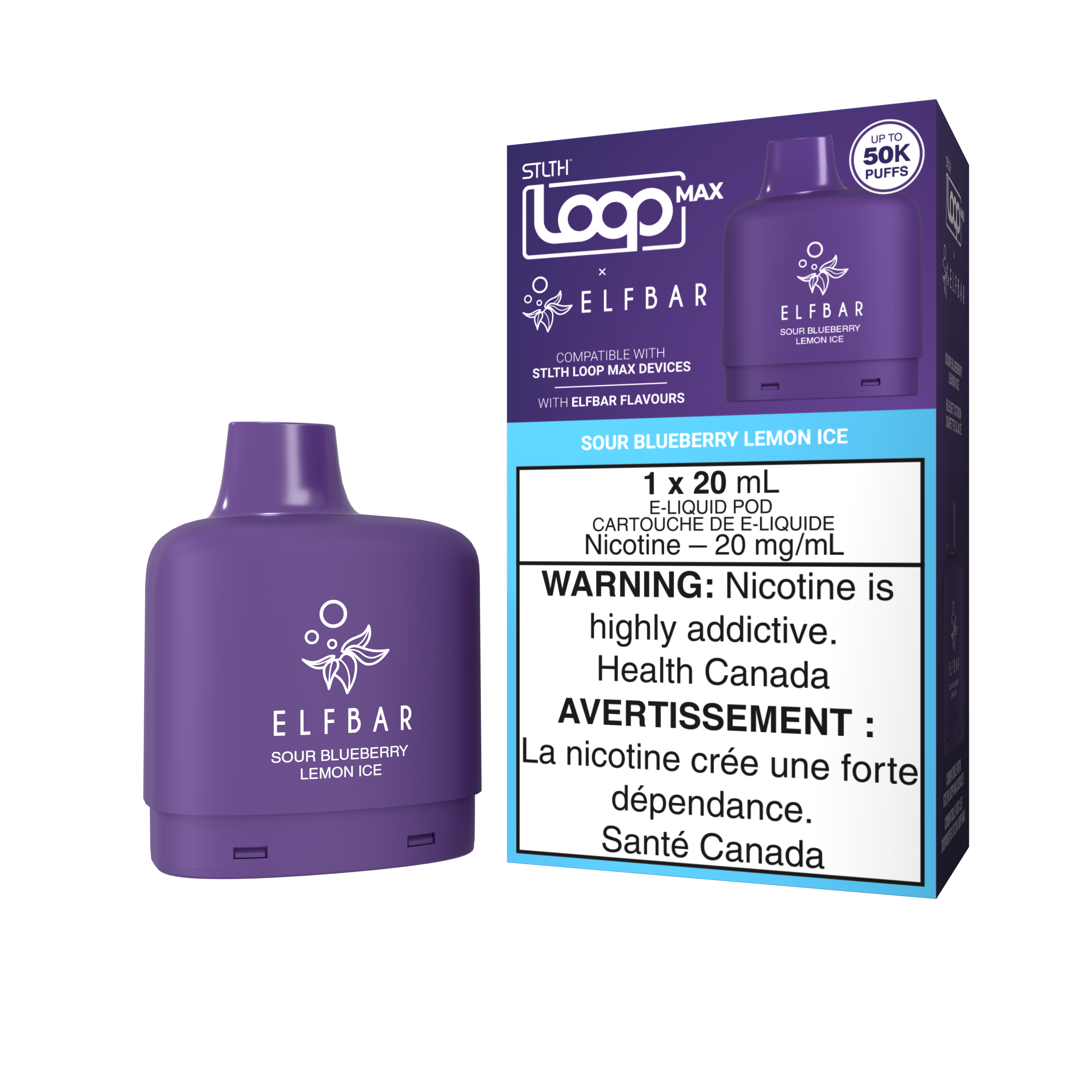 SOUR BLUEBERRY LEMON ICE - STLTH LOOP MAX X ELFBAR POD (20mL)