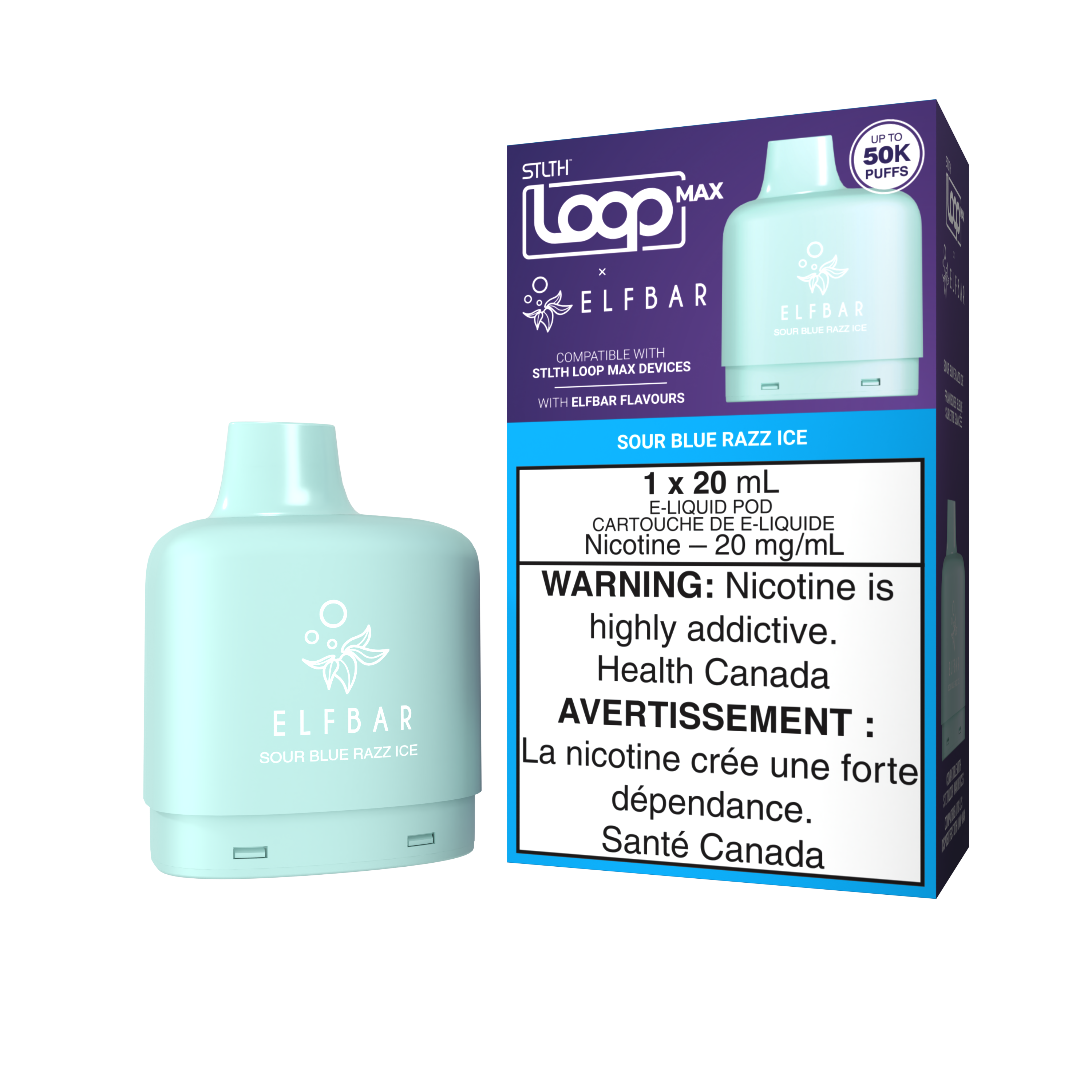 SOUR BLUE RAZZ ICE - STLTH LOOP MAX X ELFBAR POD (20mL)
