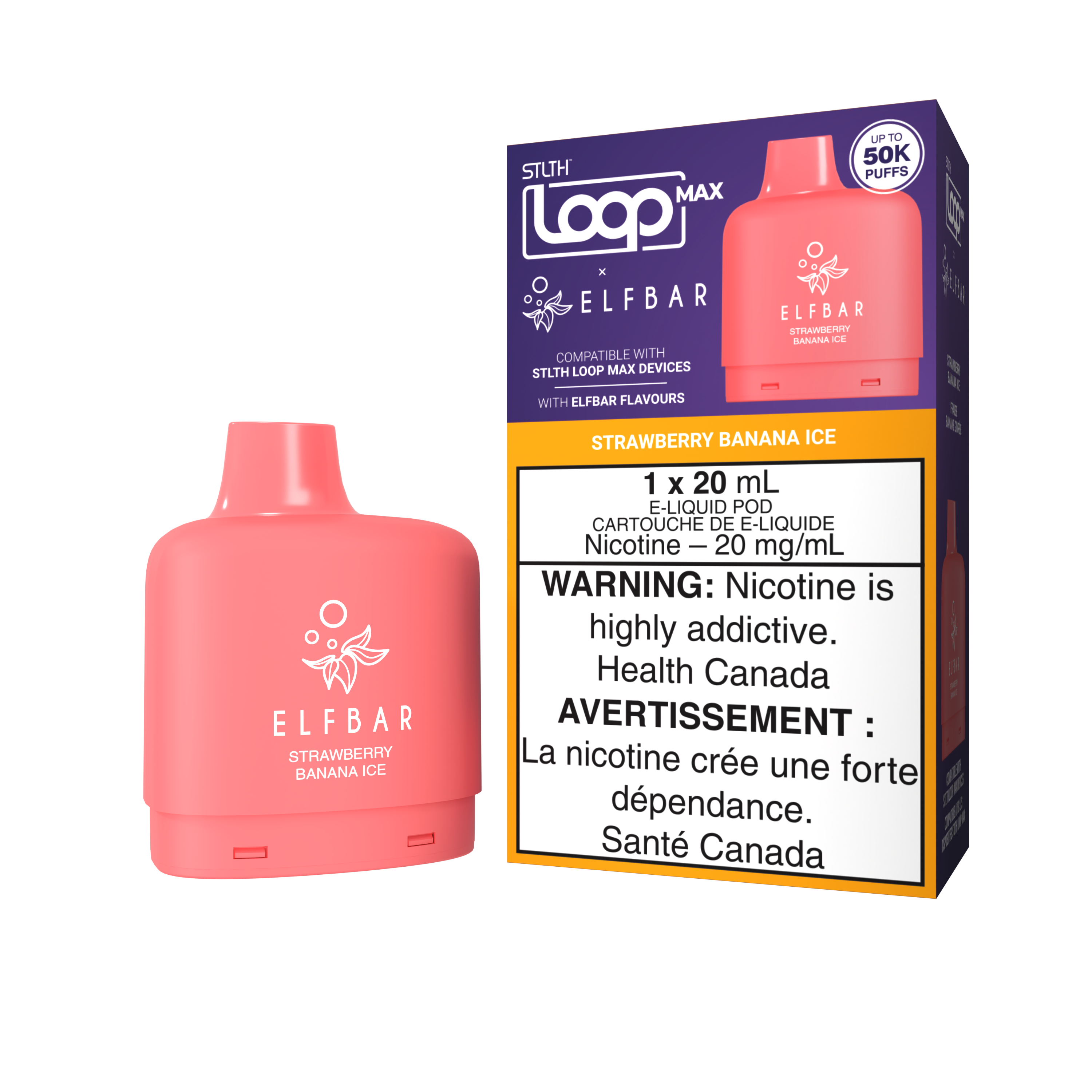 STRAWBERRY BANANA ICE - STLTH LOOP MAX X ELFBAR POD (20mL)
