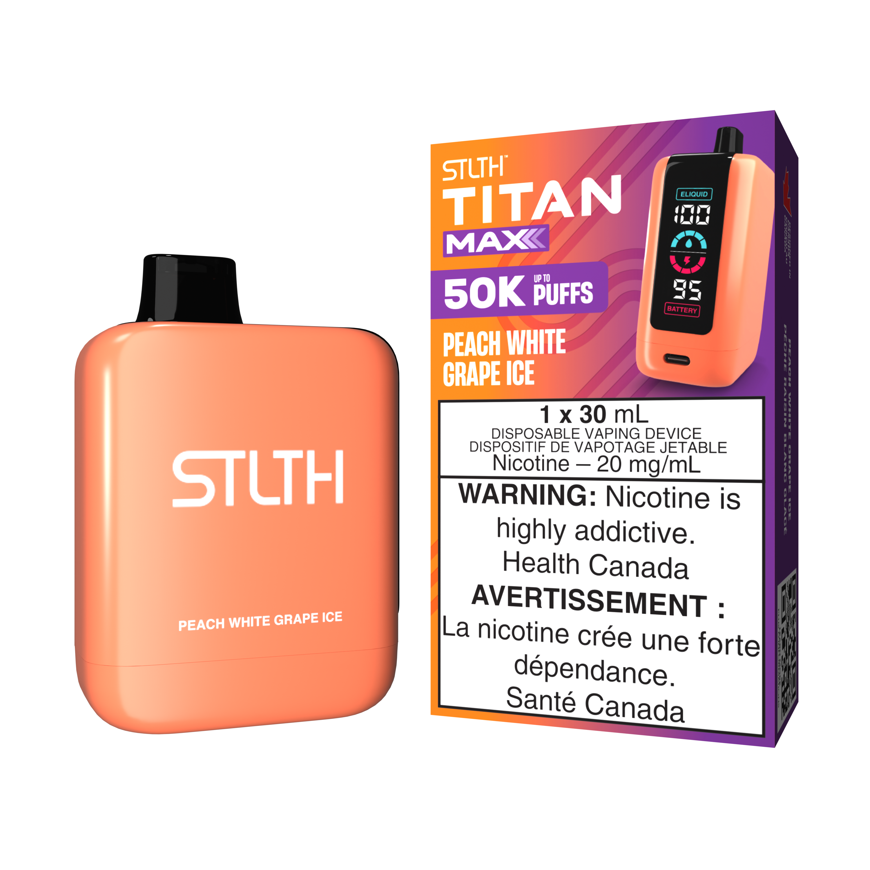 PEACH WHITE GRAPE ICE - STLTH TITAN MAX DISPOSABLE (30mL) (ONTARIO)