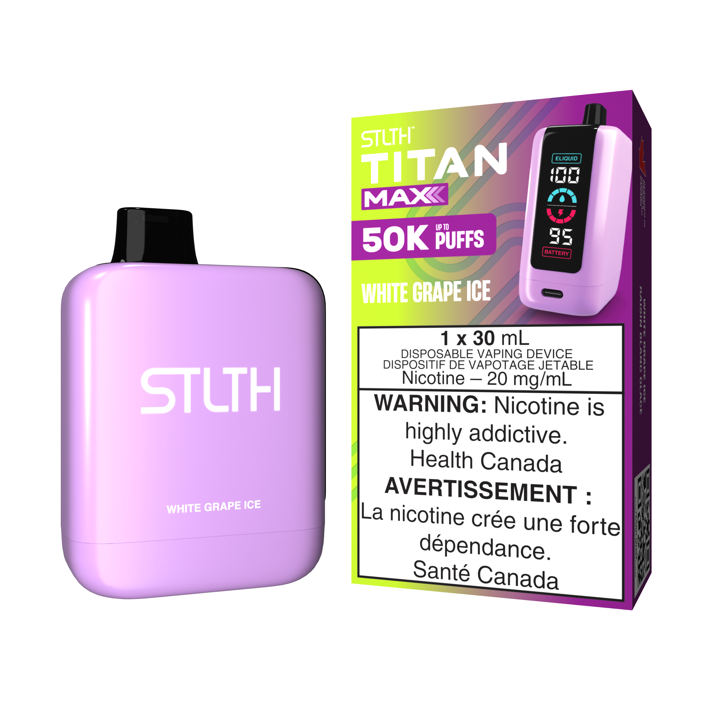 WHITE GRAPE ICE - STLTH TITAN MAX DISPOSABLE (30mL) (ONTARIO)