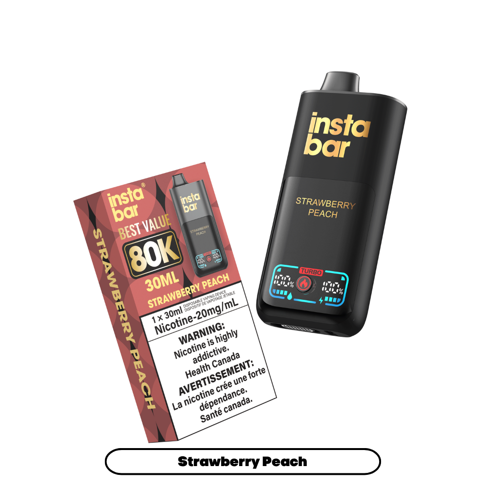STRAWBERRY PEACH - INSTA BAR 80K (30mL) – MANGO VAPES