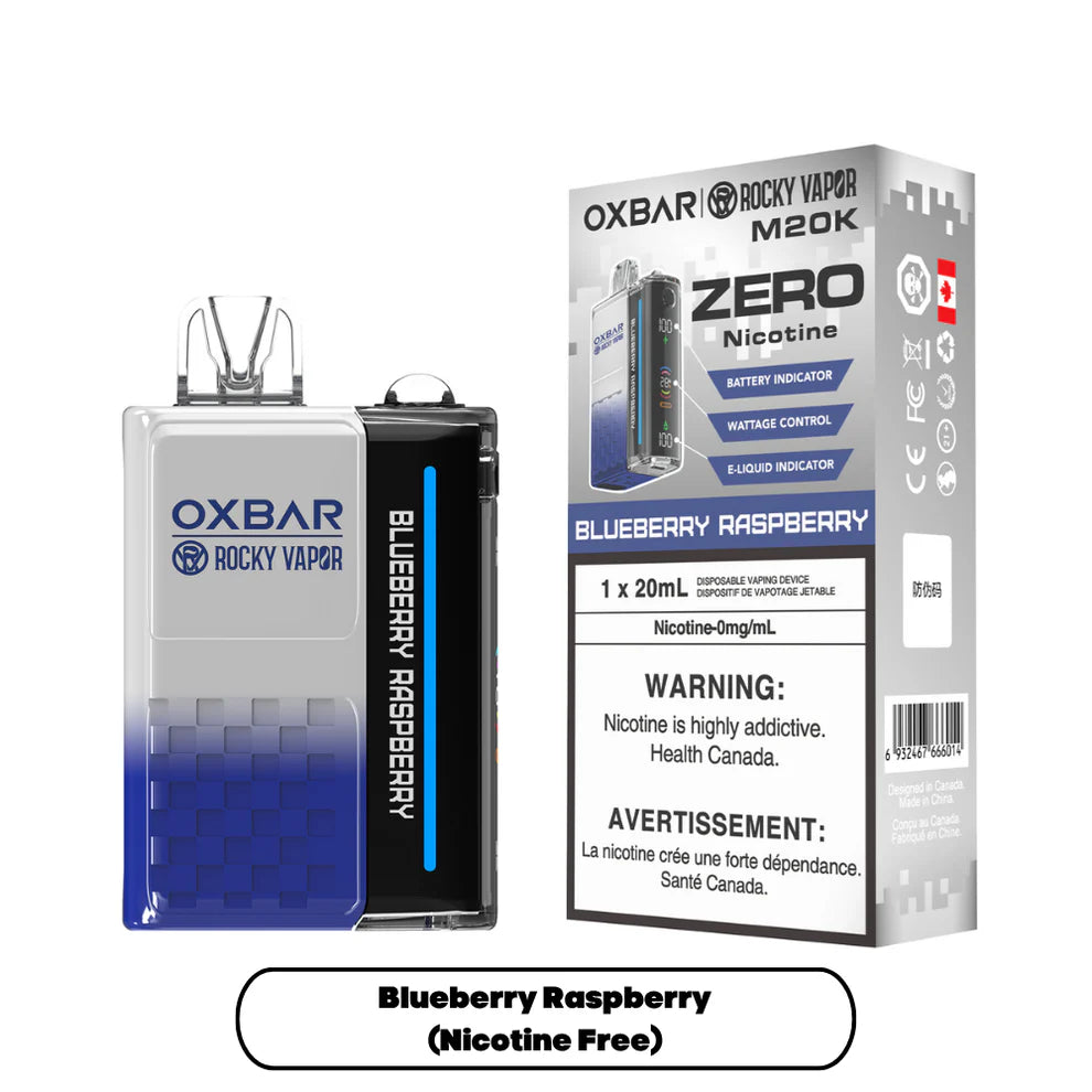 BLUEBERRY RASPBERRY - OXBAR M20K BY ROCKY VAPOR (ONTARIO) (ZERO NICOTINE)