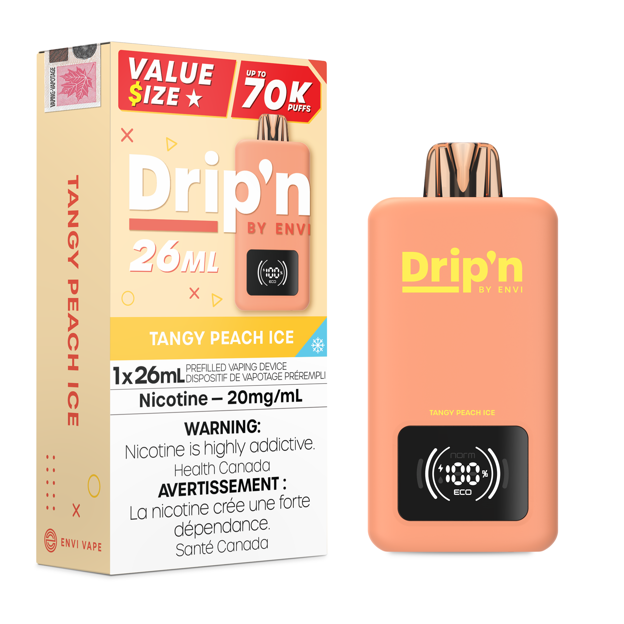 TANGY PEACH ICE - DRIP'N 26ML BY ENVI TANGY PEACH ICE - DRIP'N 26ML BY ENVI