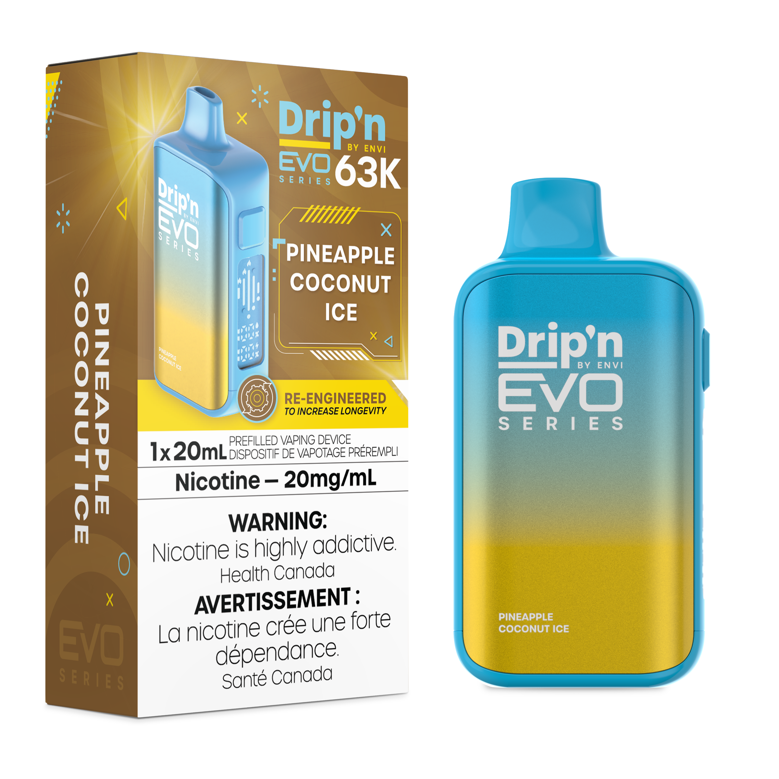 PINEAPPLE COCONUT ICE - DRIP'N EVO 63K BY ENVI (20ML)