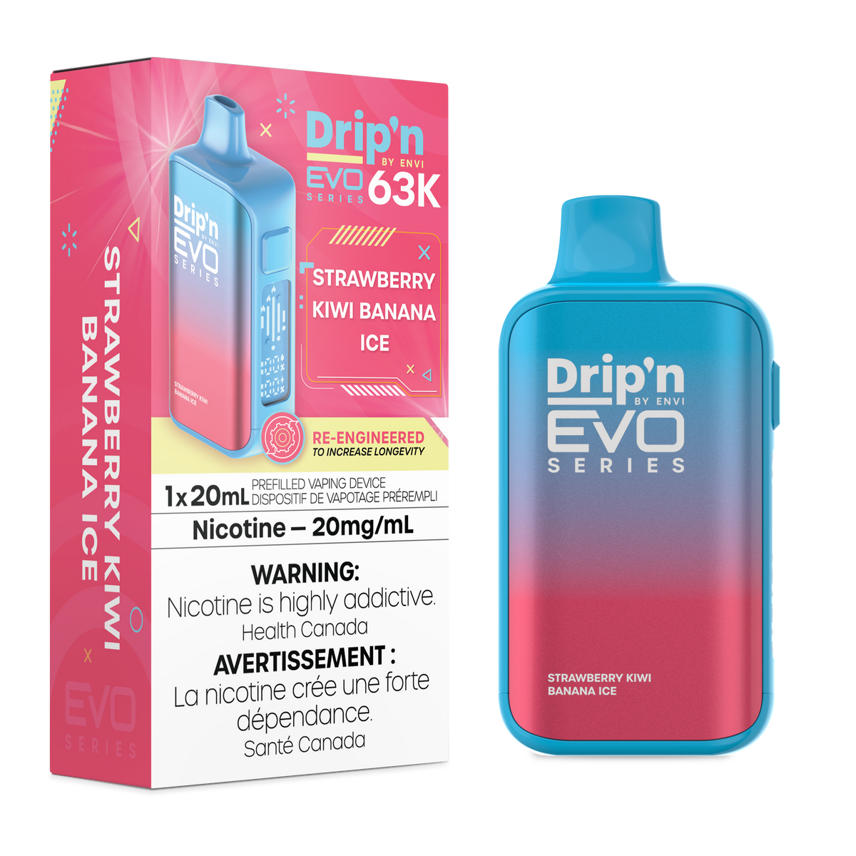 STRAWBERRY KIWI BANANA ICE - DRIP'N EVO 63K BY ENVI (20ML)