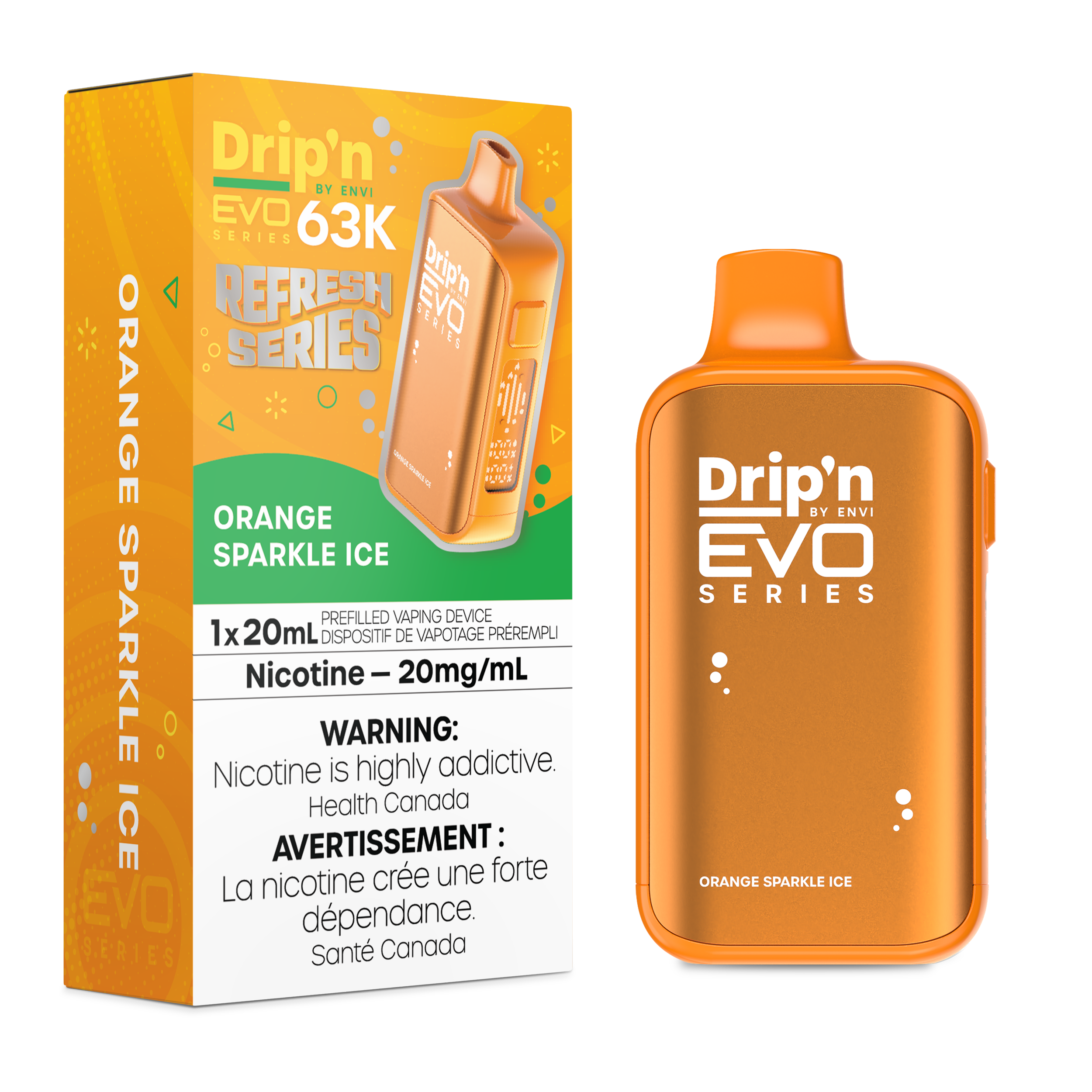 ORANGE SPARKLE ICE - DRIP'N EVO 63K BY ENVI (20ML)
