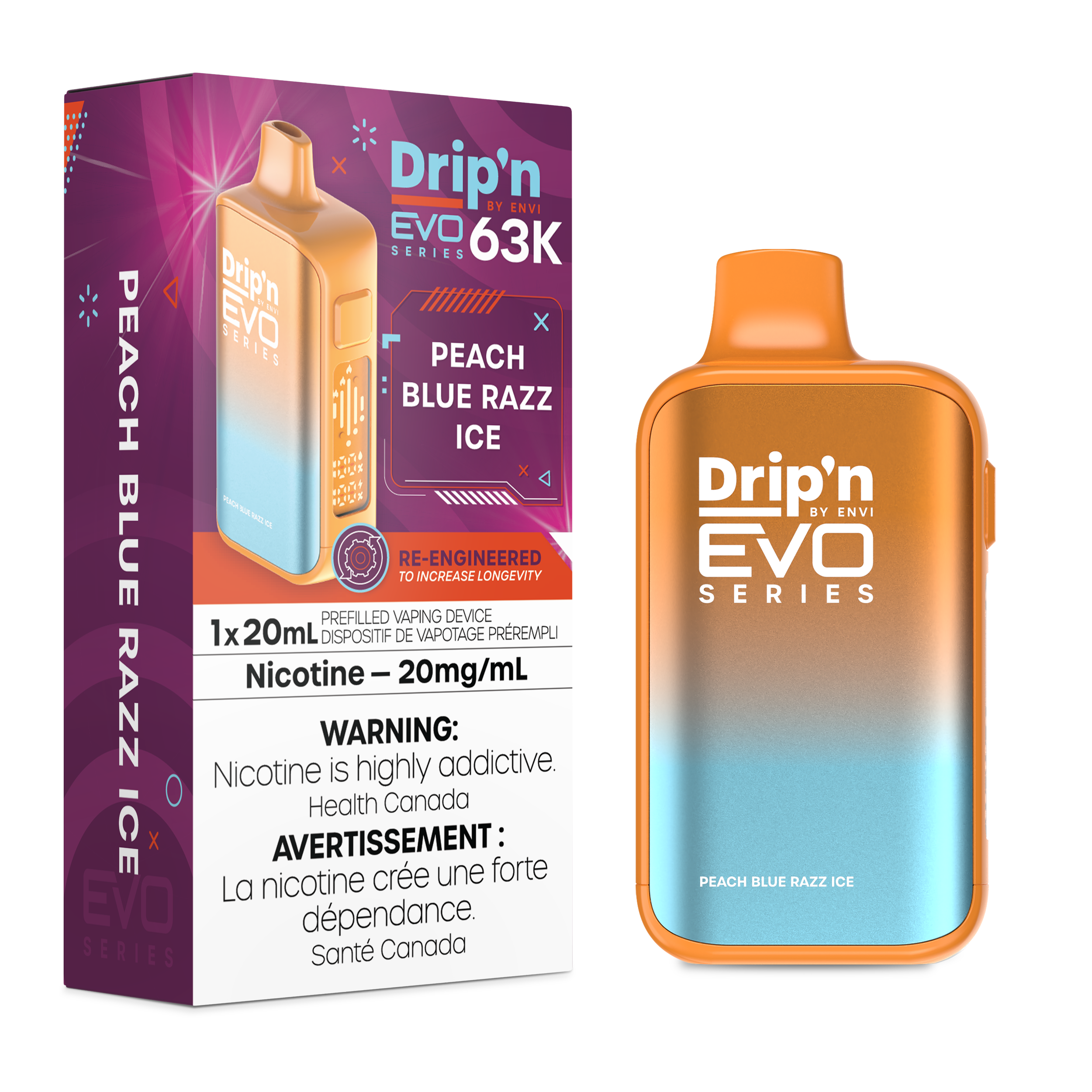 PEACH BLUE RAZZ ICE - DRIP'N EVO 63K BY ENVI (20ML)