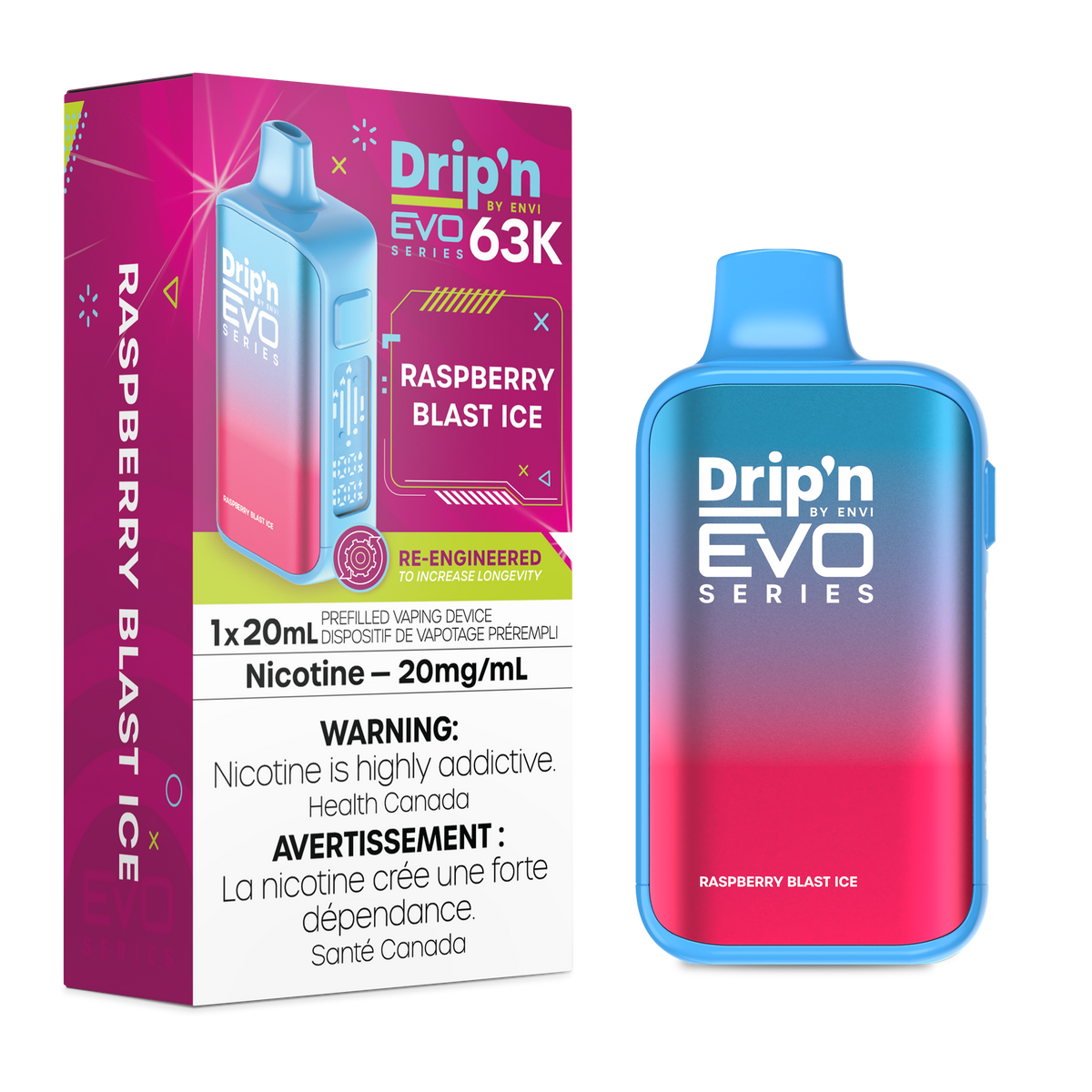 RASPBERRY BLAST ICE - DRIP'N EVO 63K BY ENVI (20ML)