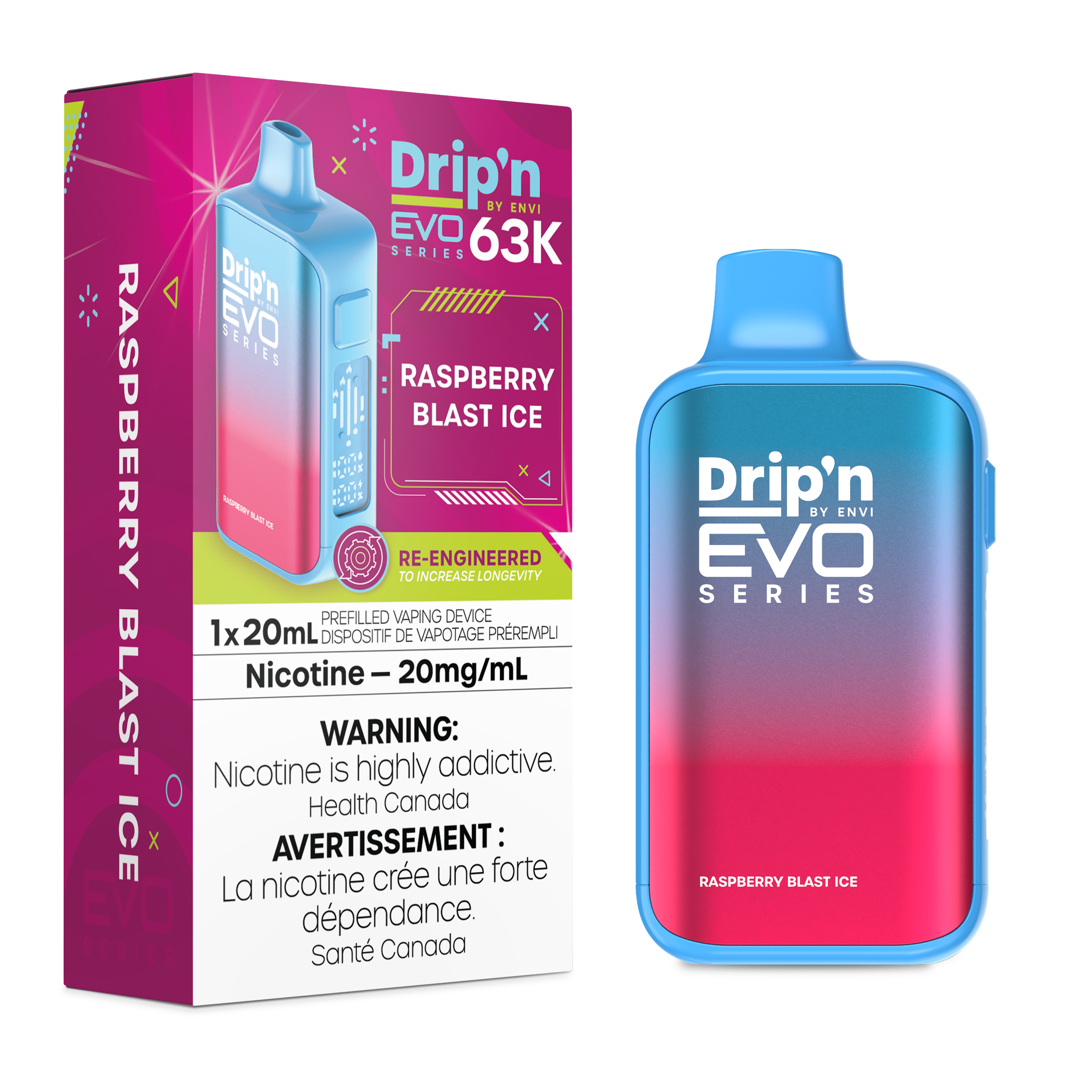 RASPBERRY BLAST ICE - DRIP'N EVO 63K BY ENVI (20ML)