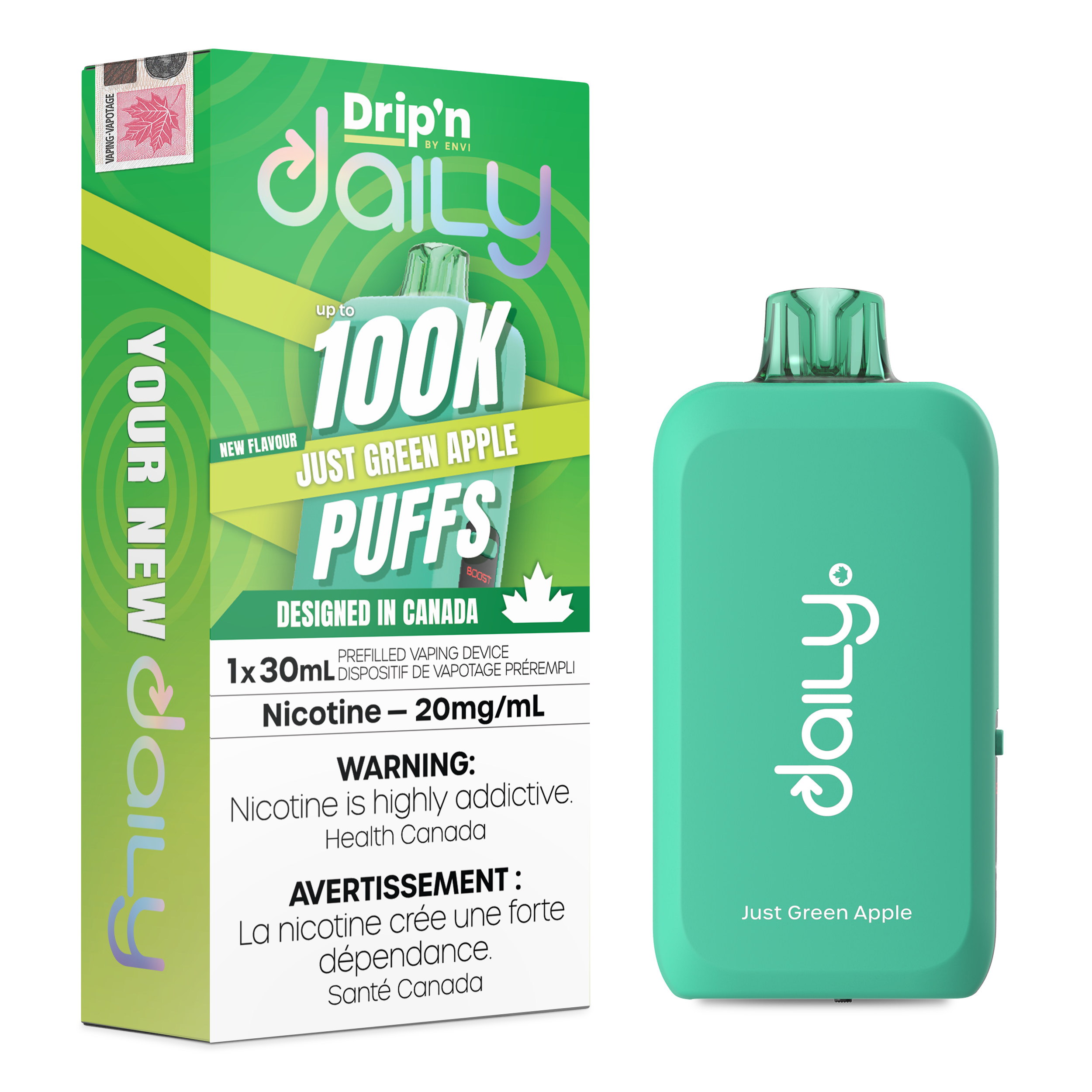 JUST GREEN APPLE - DRIP'N DAILY 100K BY ENVI (30ML)