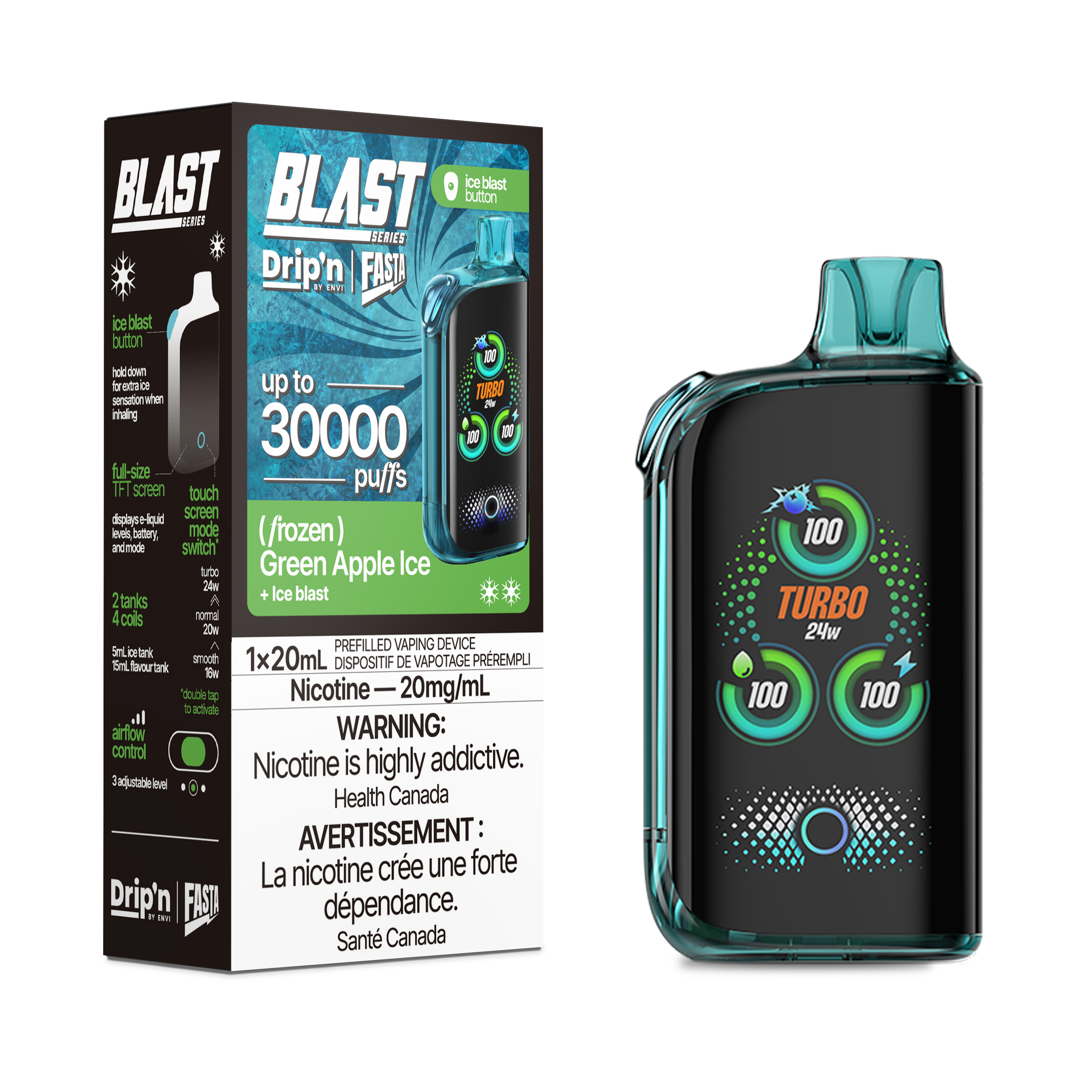 GREEN APPLE ICE - FASTA BLAST 30K (20mL) (ONTARIO)